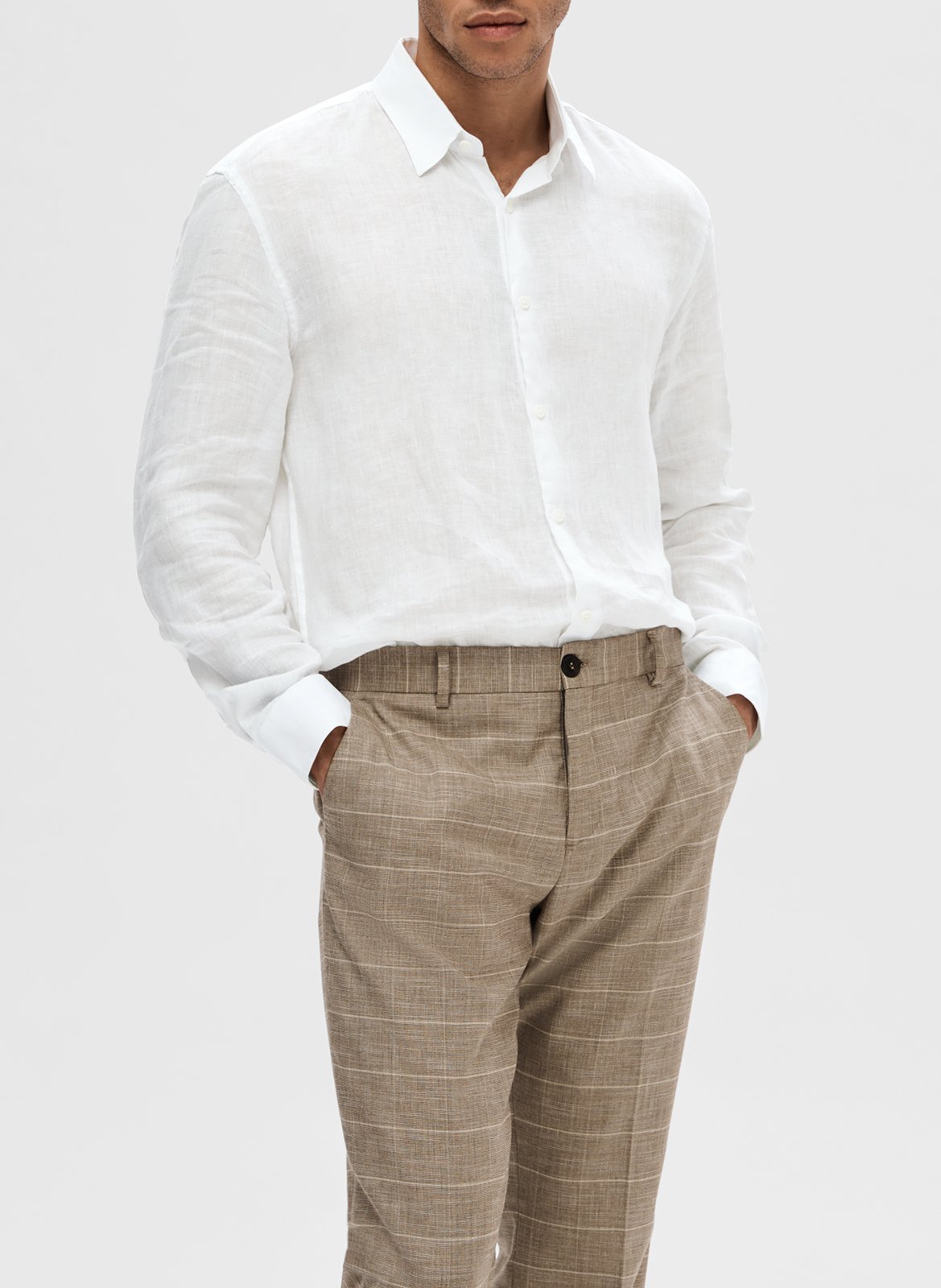 Classic linen shirt SELECTED White