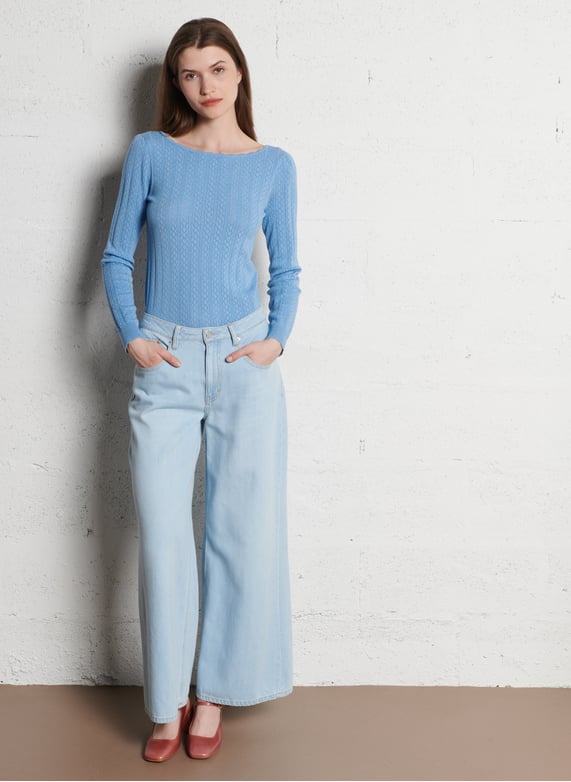 Gekleurde straight-fit jeans met 5 zakken | Blauw by LAB DIP Gekleurde straight-fit jeans met 5 zakken Blauw