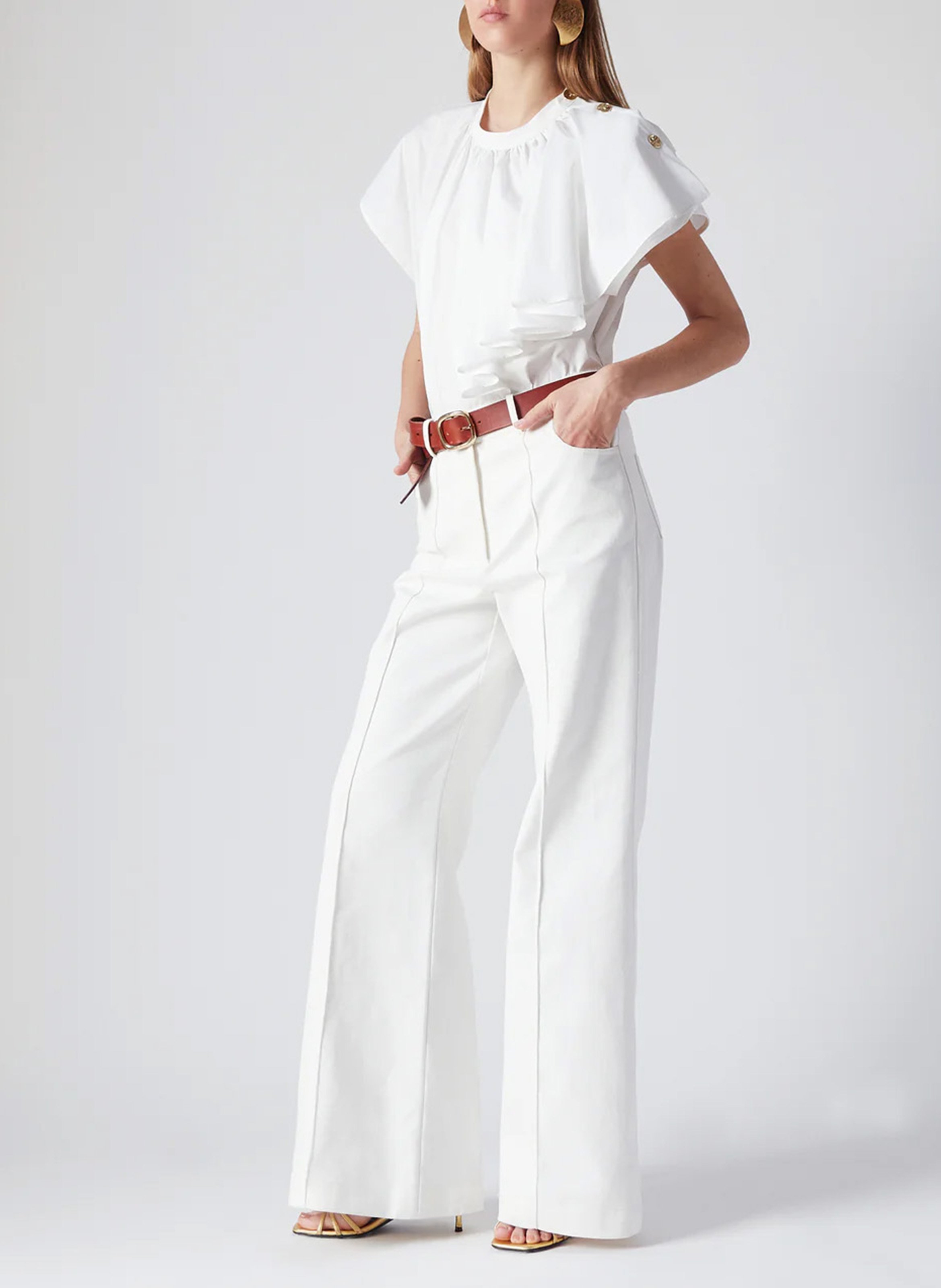 Top droit manches courtes à volants THE LABEL EDITION Blanc