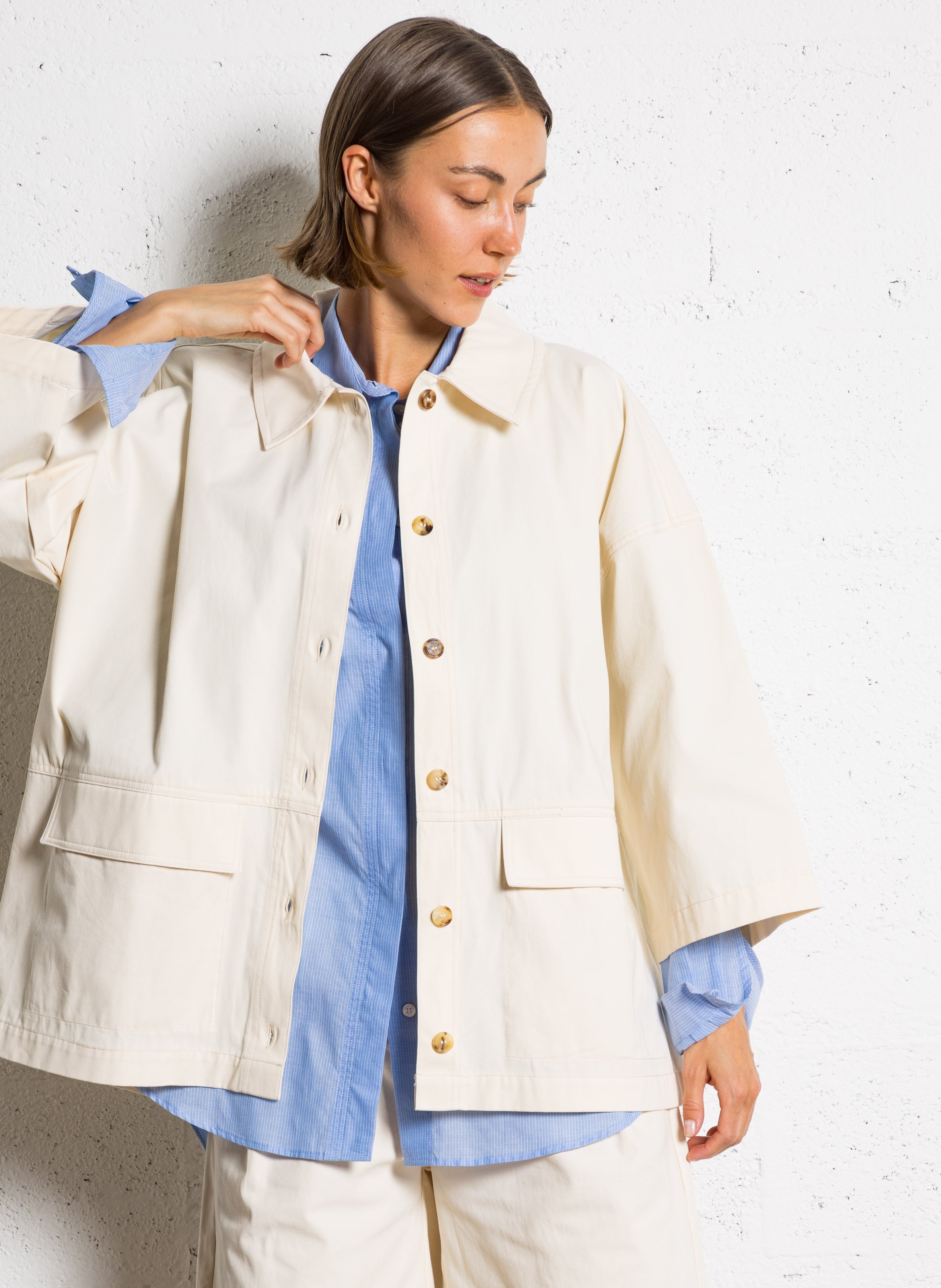 Cotton jacket with classic collar RUE DE TOKYO Beige
