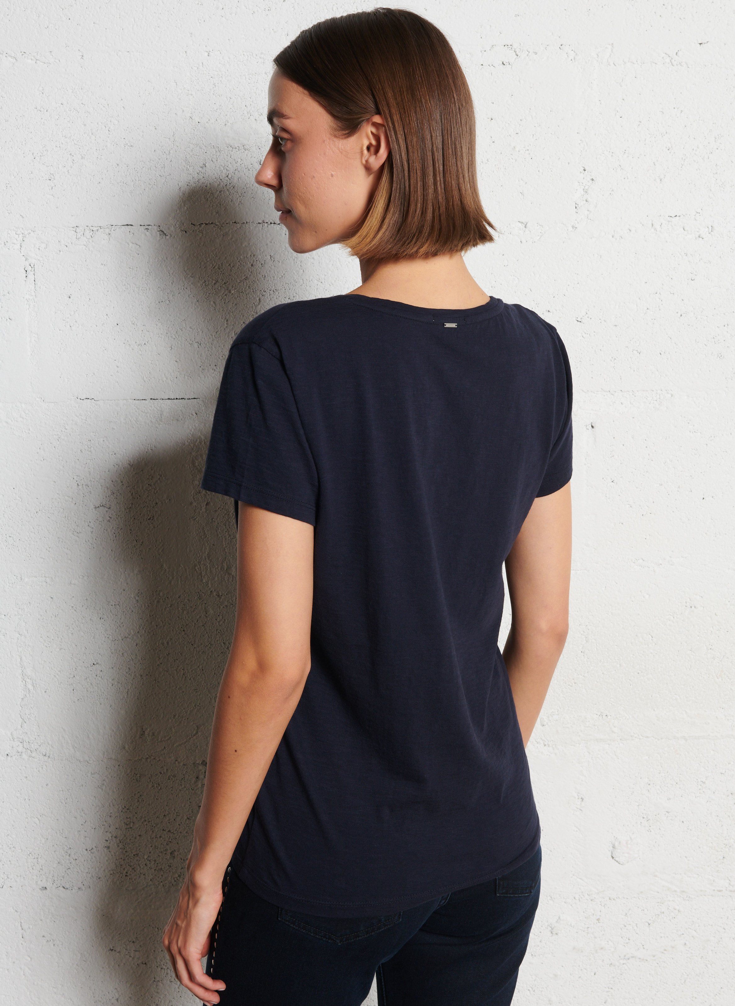 Baumwoll-T-Shirt mit U-Boot-Ausschnitt IKKS Blau