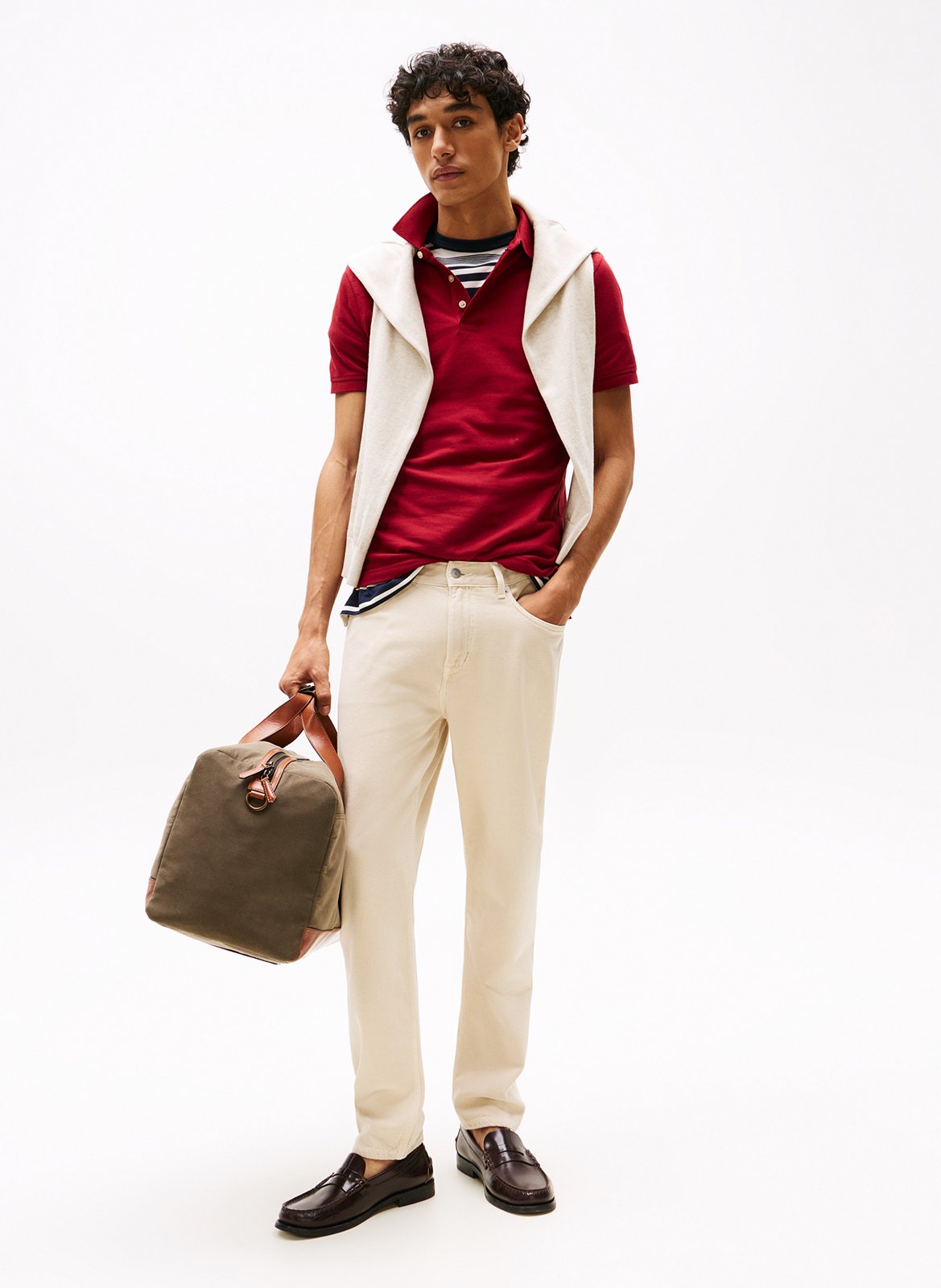 Slim-fit organic cotton polo shirt TOMMY HILFIGER Red