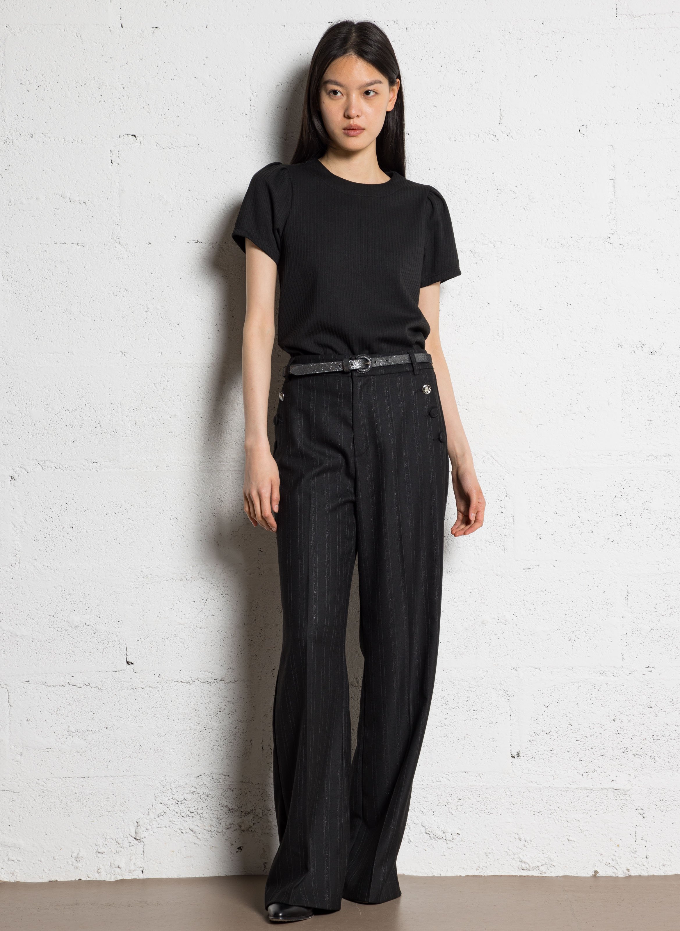 Tailored Striped Trousers I CODE Black