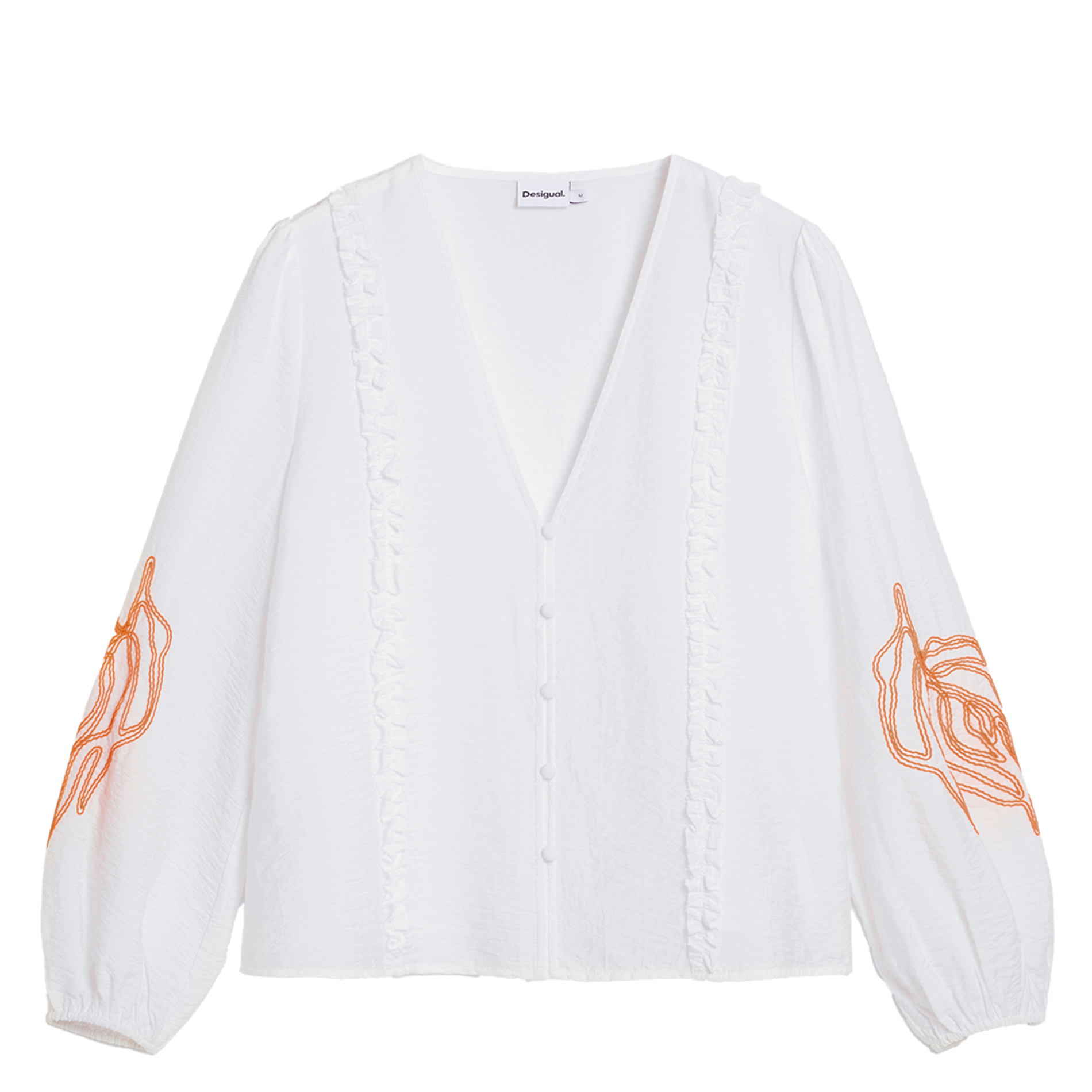Blouse droite col V DESIGUAL Blanc