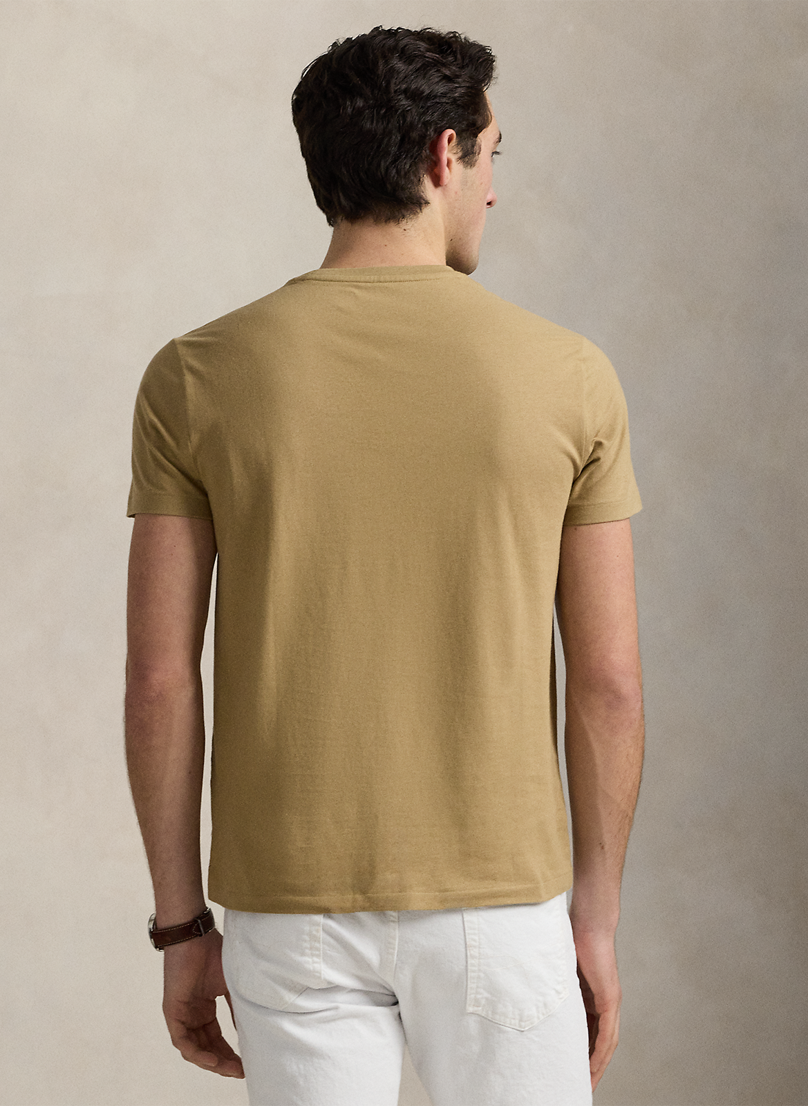 Tee-shirt col rond slim-fit en coton POLO RALPH LAUREN Beige