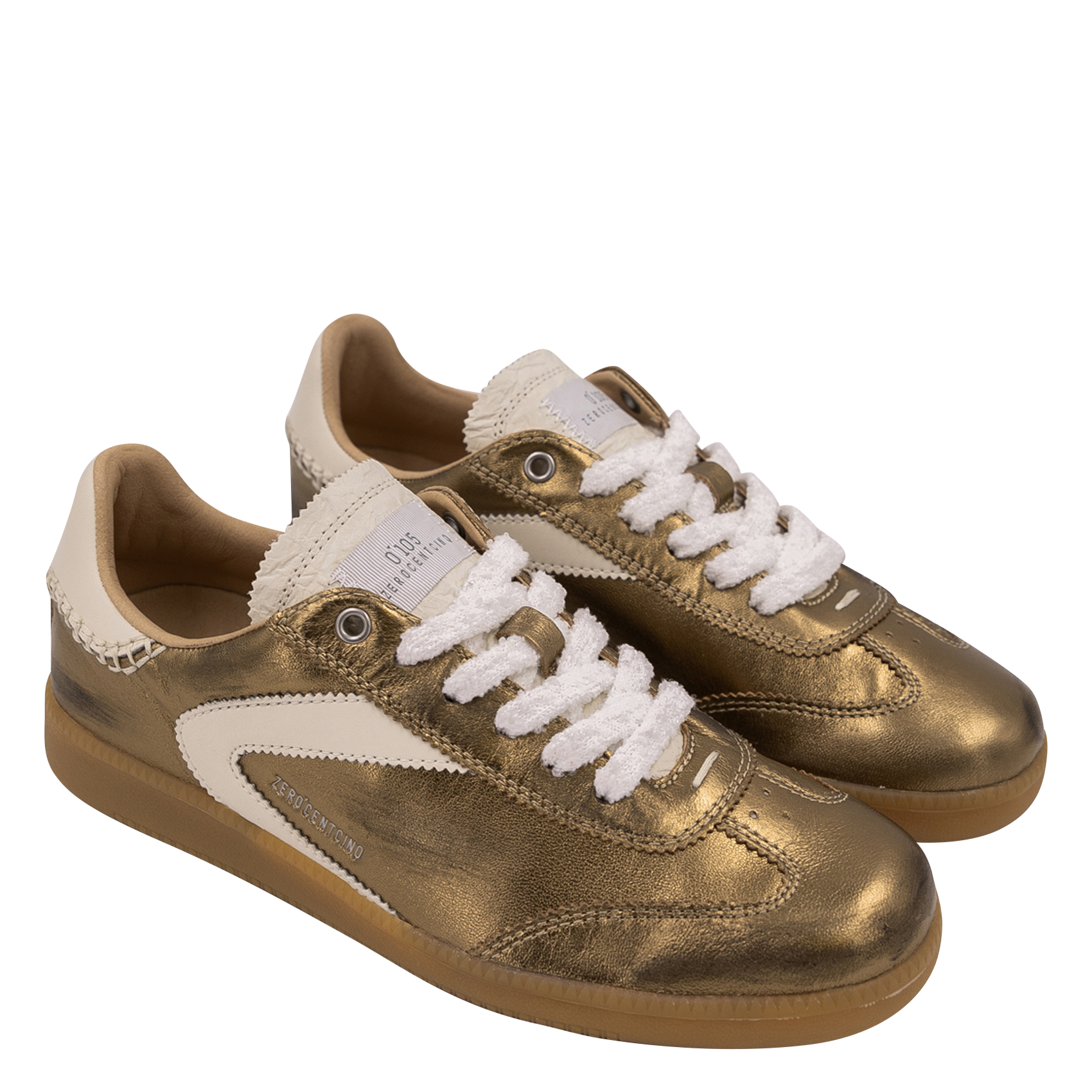Baskets basses en cuir métallisé 0'105 Doré