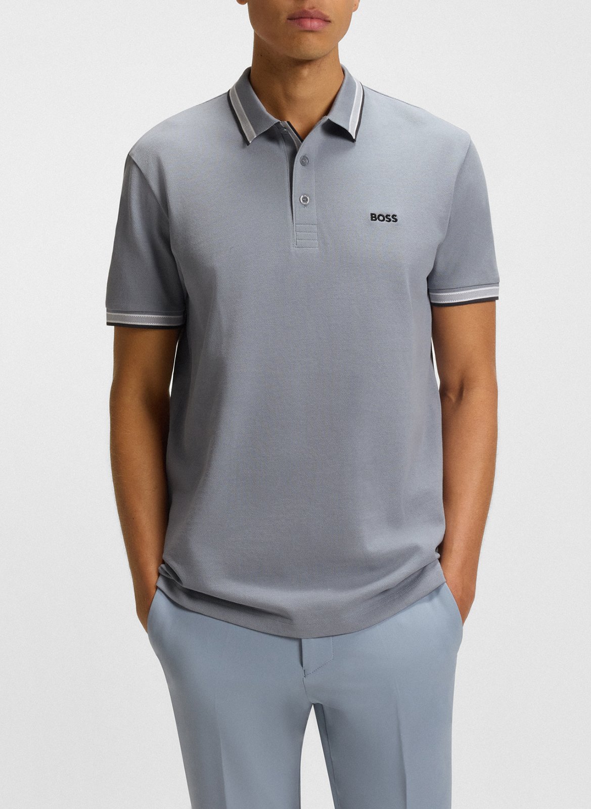 Regular-fit cotton polo shirt BOSS Silver