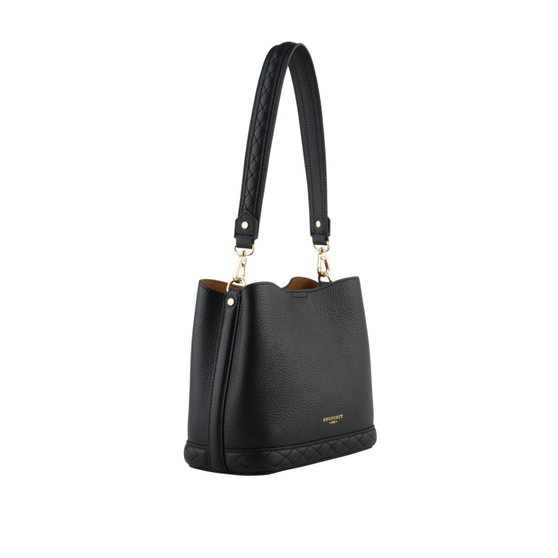Satchel - cowhide leather POURCHET Black