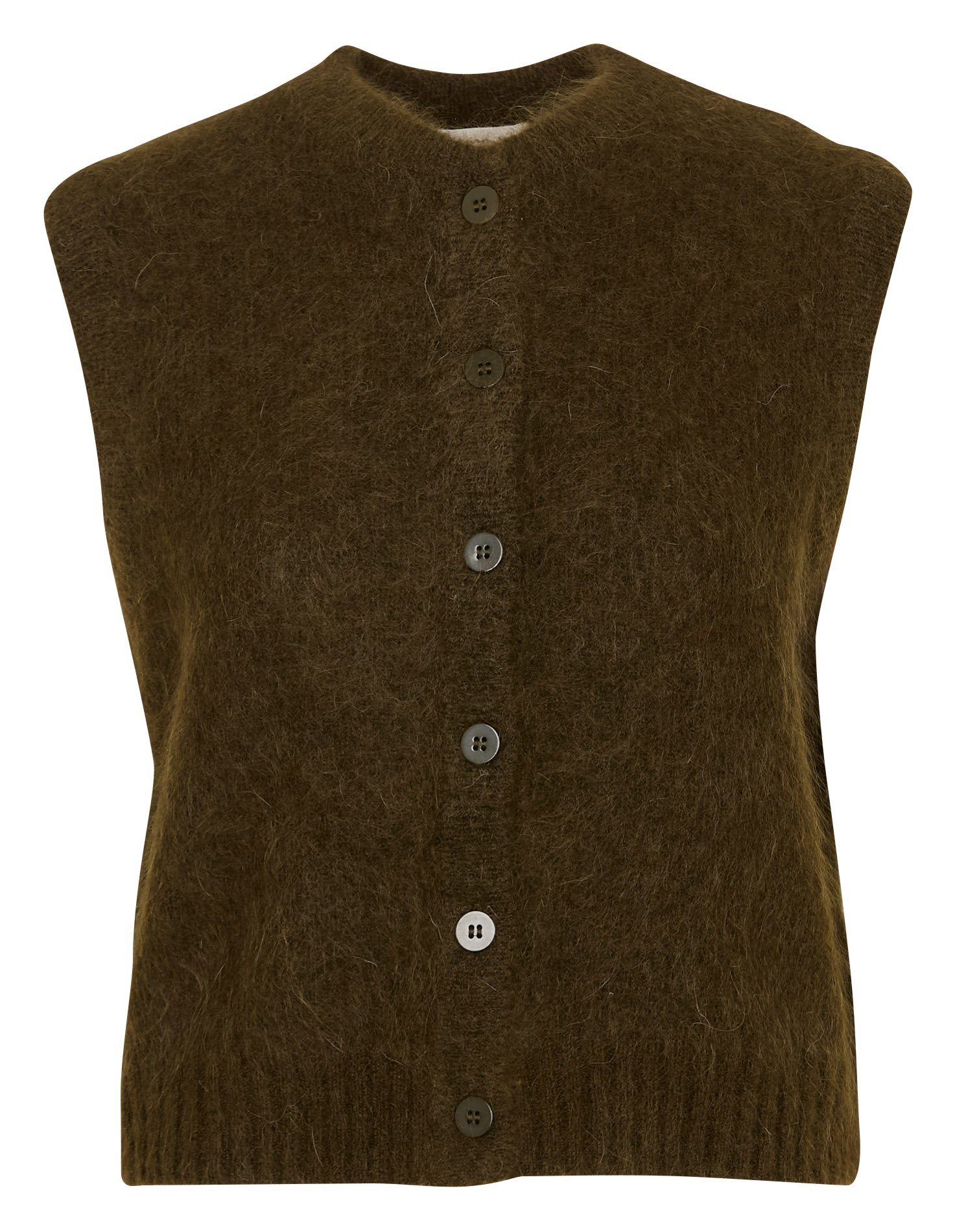 Gilet droit en mohair mélangé MAISON 123 Kaki