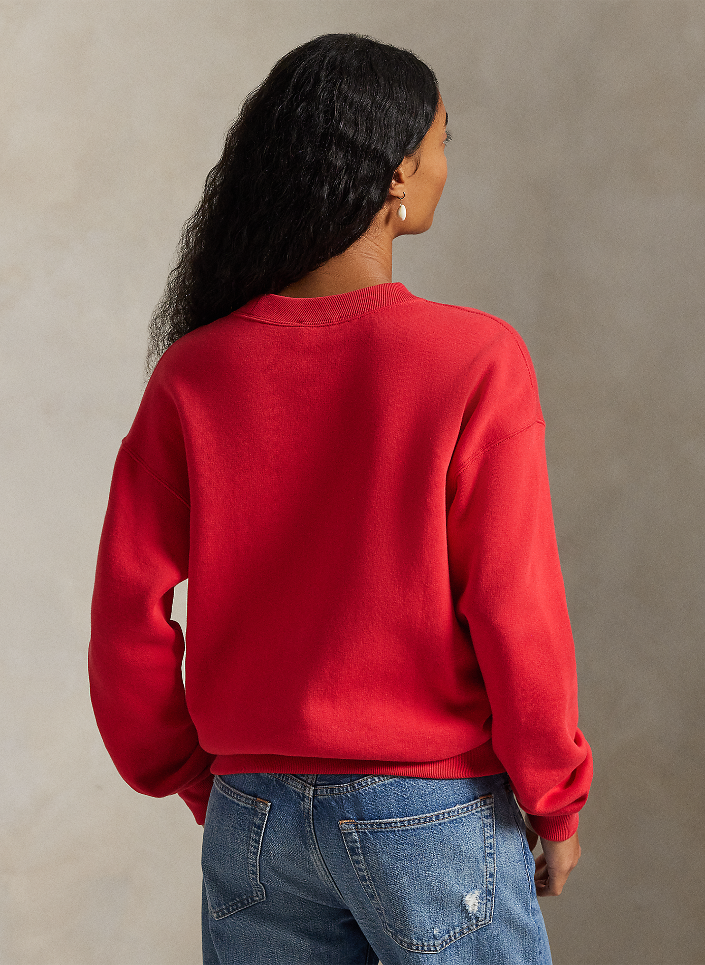 Sweat col rond en coton mélangé POLO RALPH LAUREN Rouge