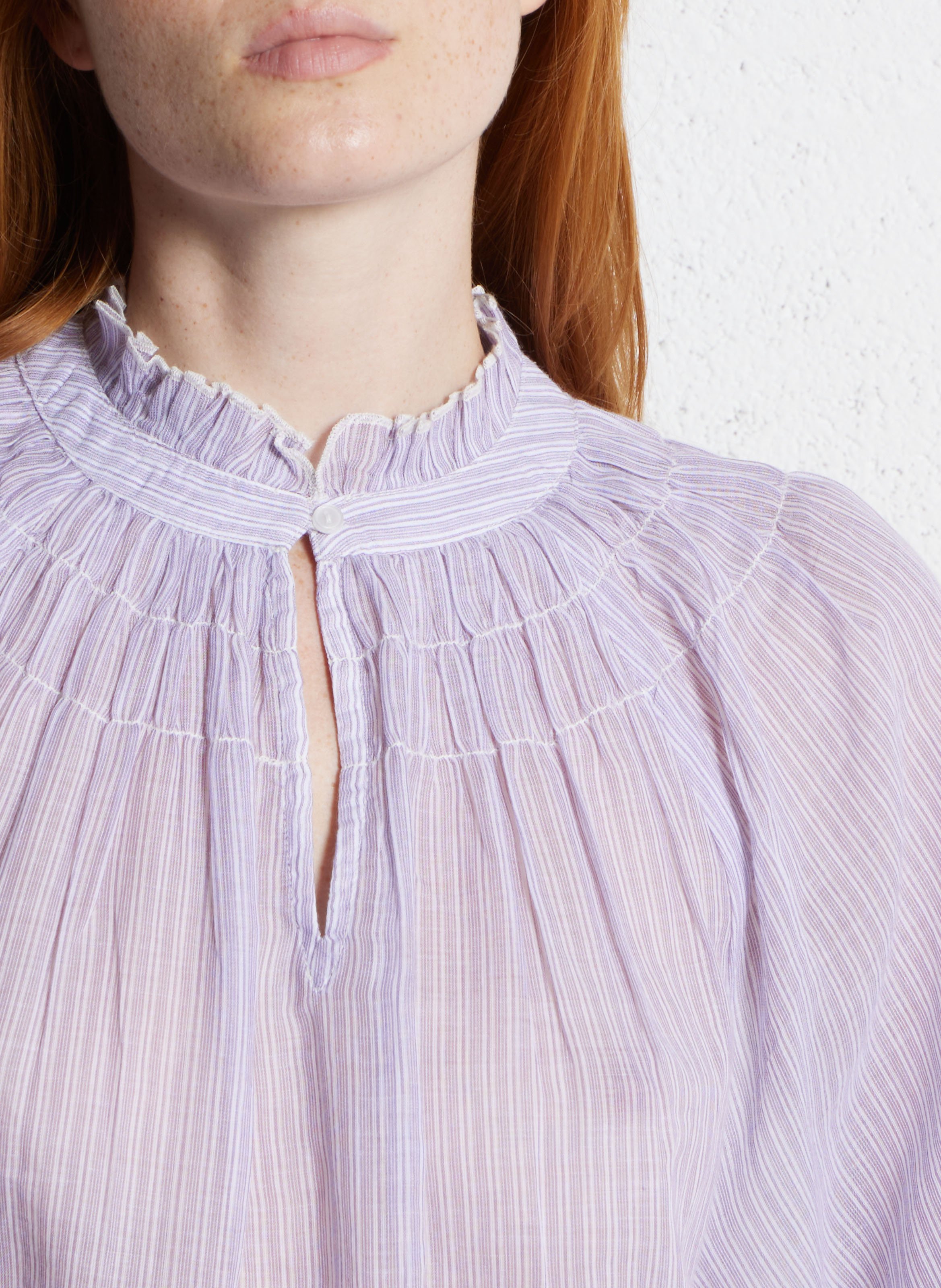 Loose-fit high-neck cotton blouse SUD EXPRESS Purple