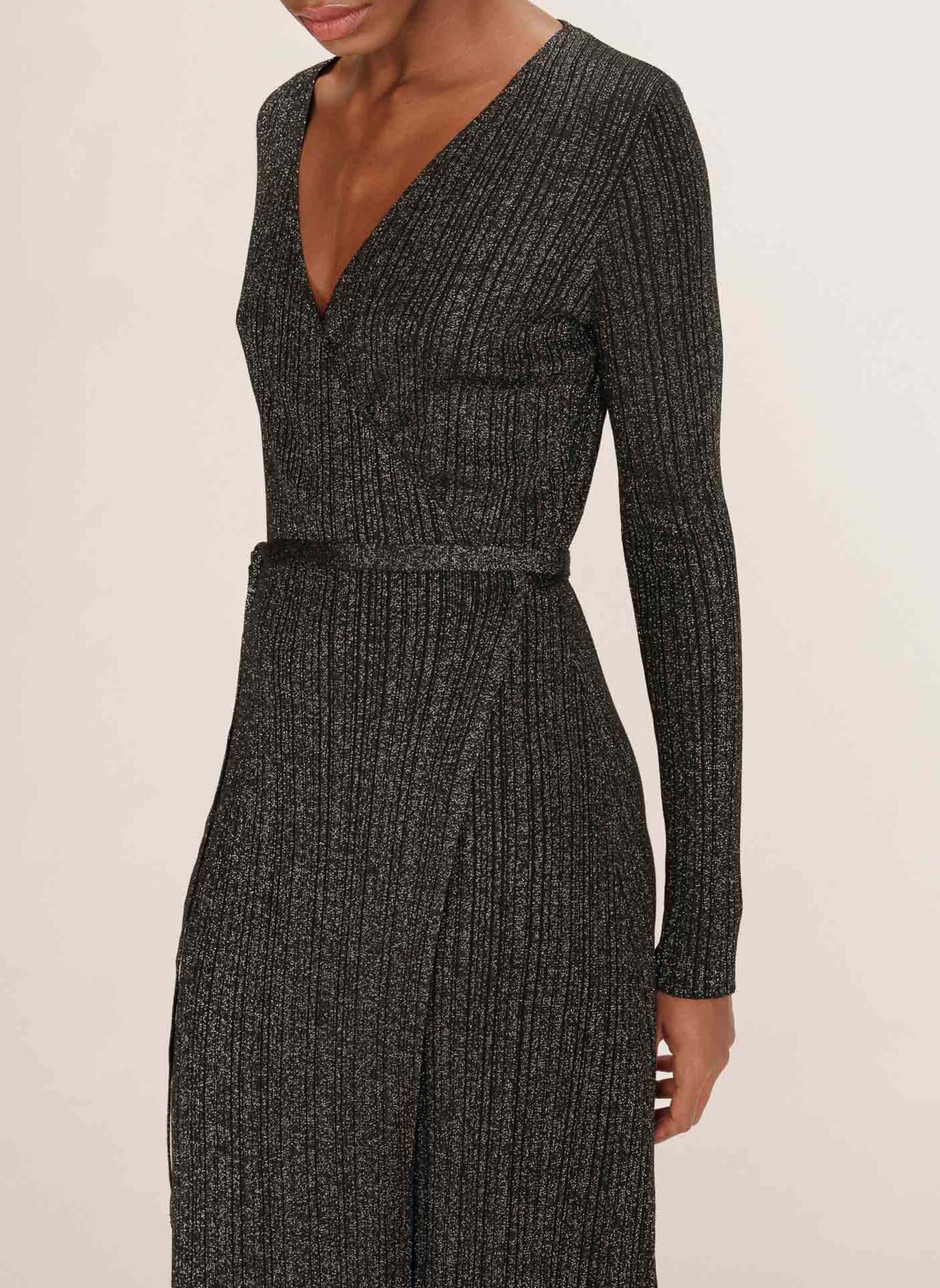 Robe mi-longue portefeuille métallisée GRACE ET MILA Gris