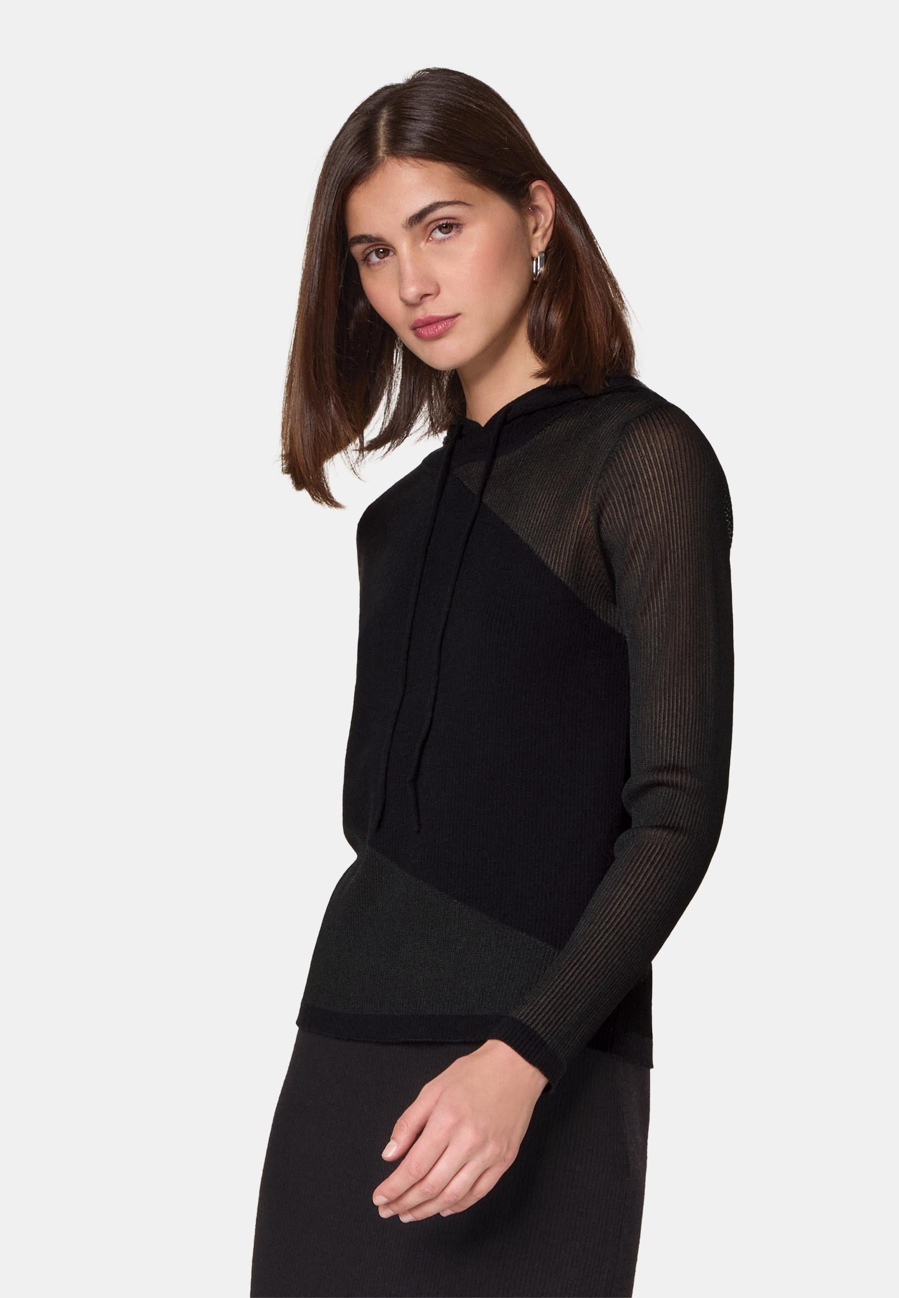 Two-tone wool hoodie RODIER Black