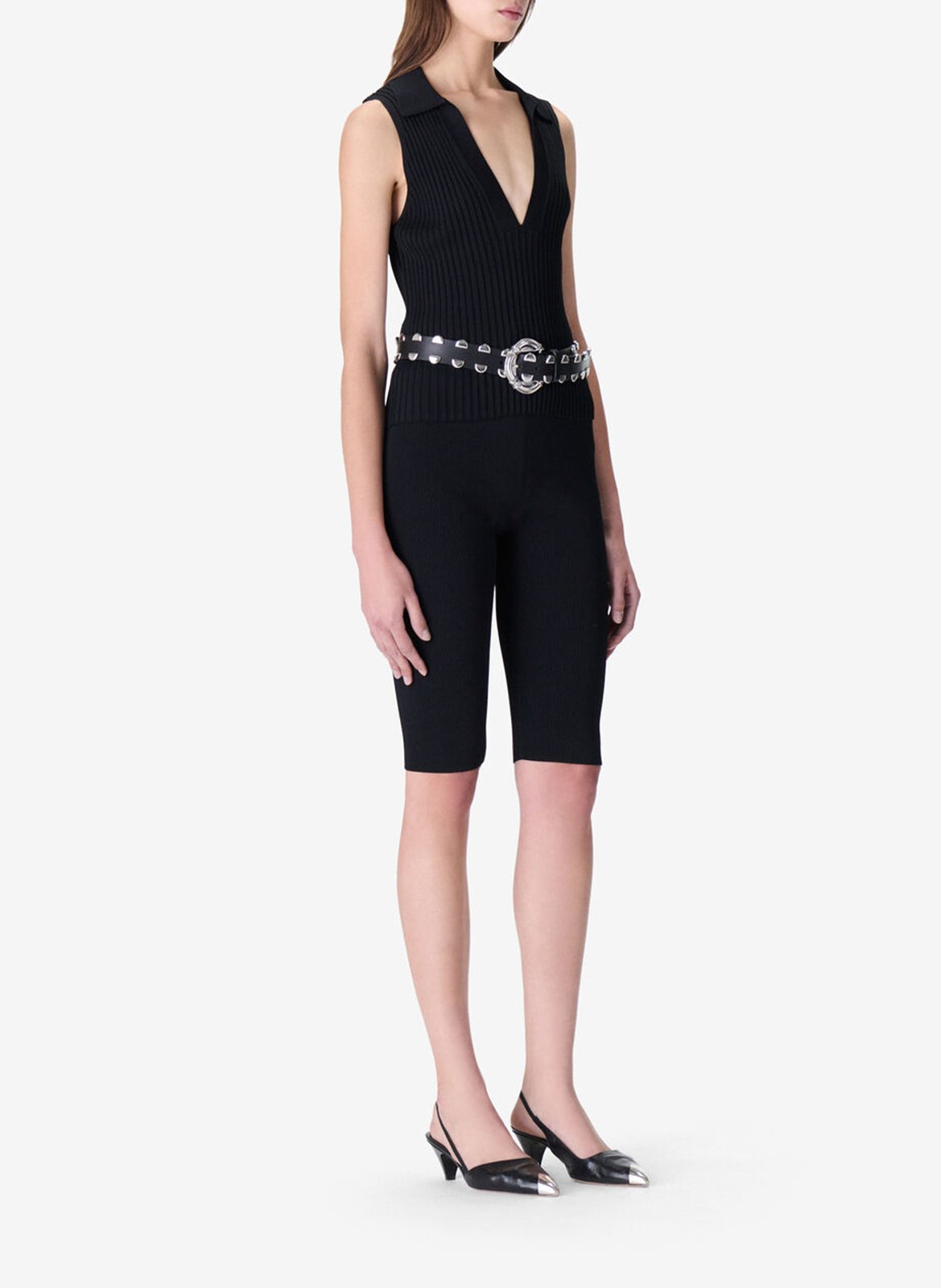 Top sans manches côtelé unie IRO Noir