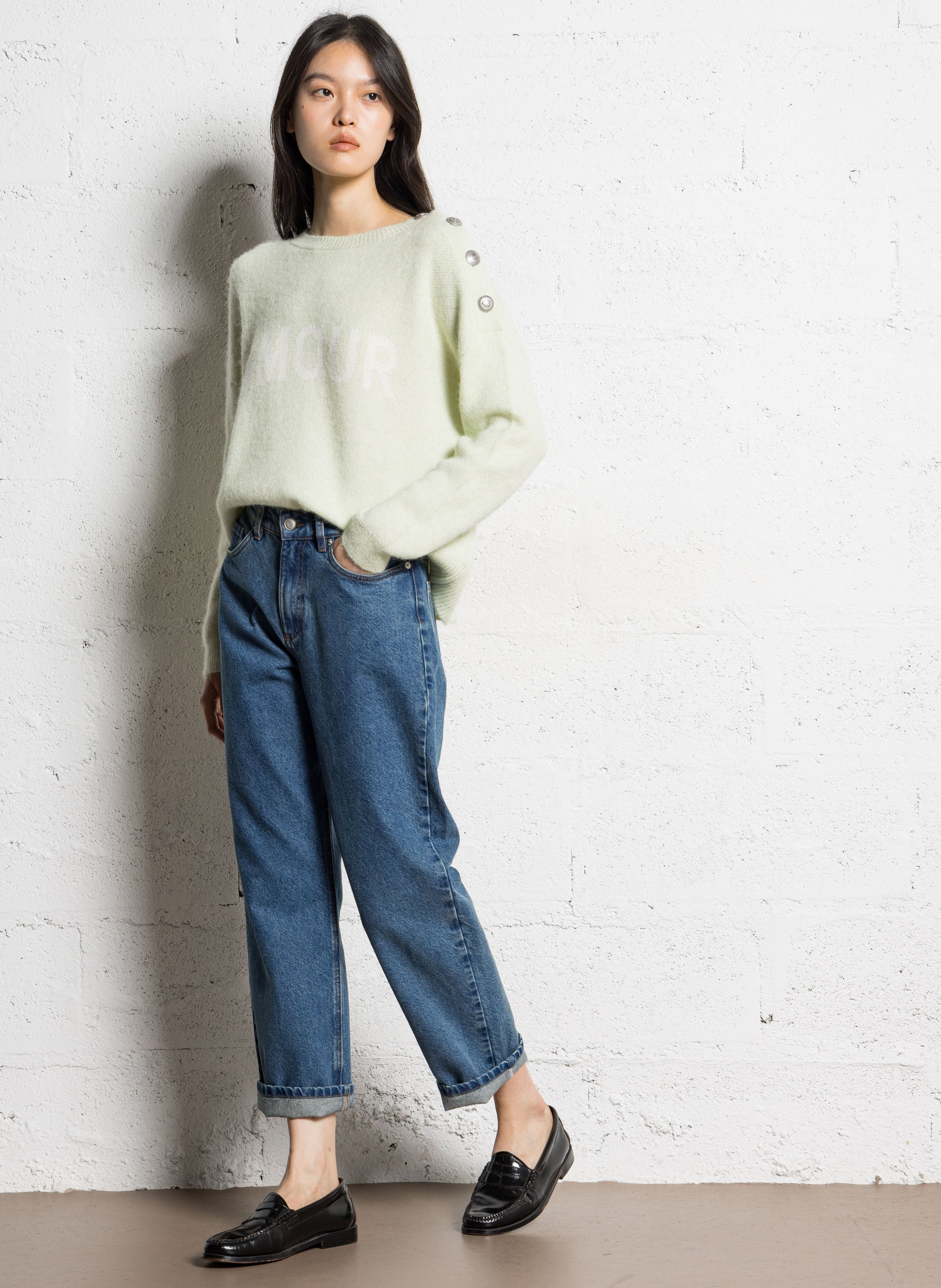 Maglione dritto scollo tondo in maglia IKKS Verde