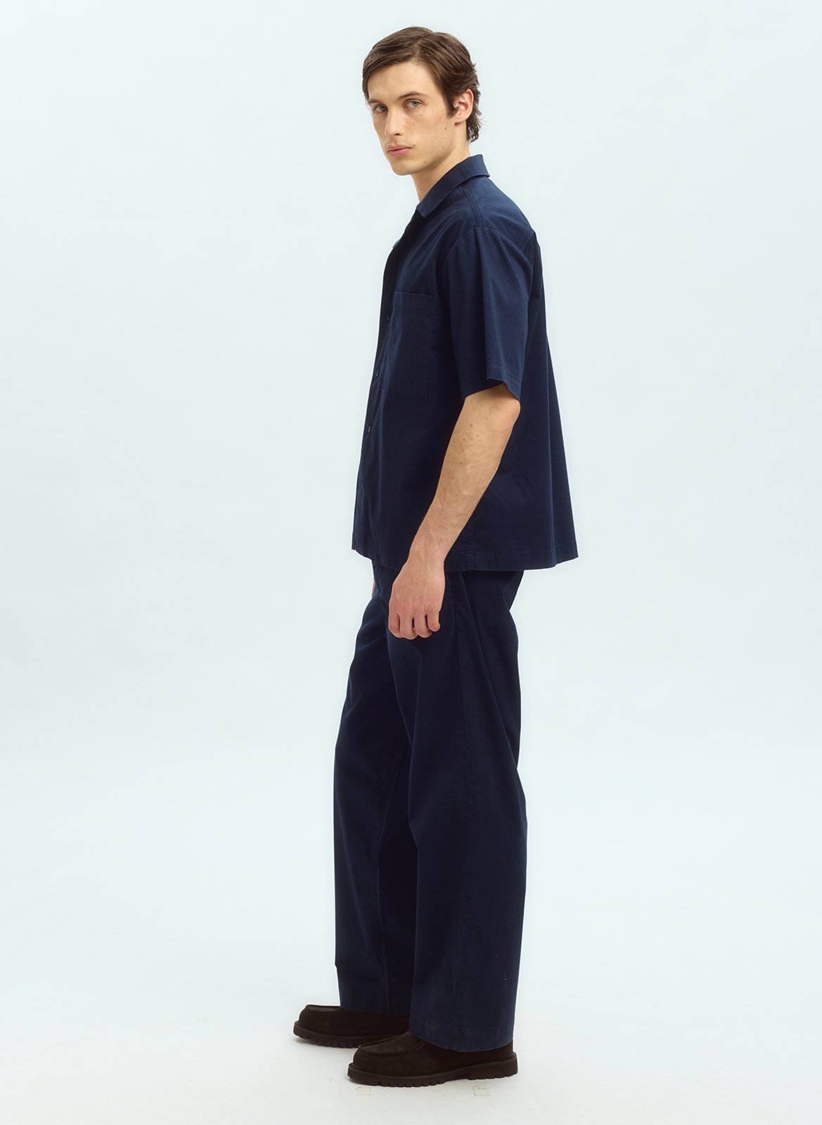 Bio-Baumwollbluse mit klassischem Kragen SELECTED Blau