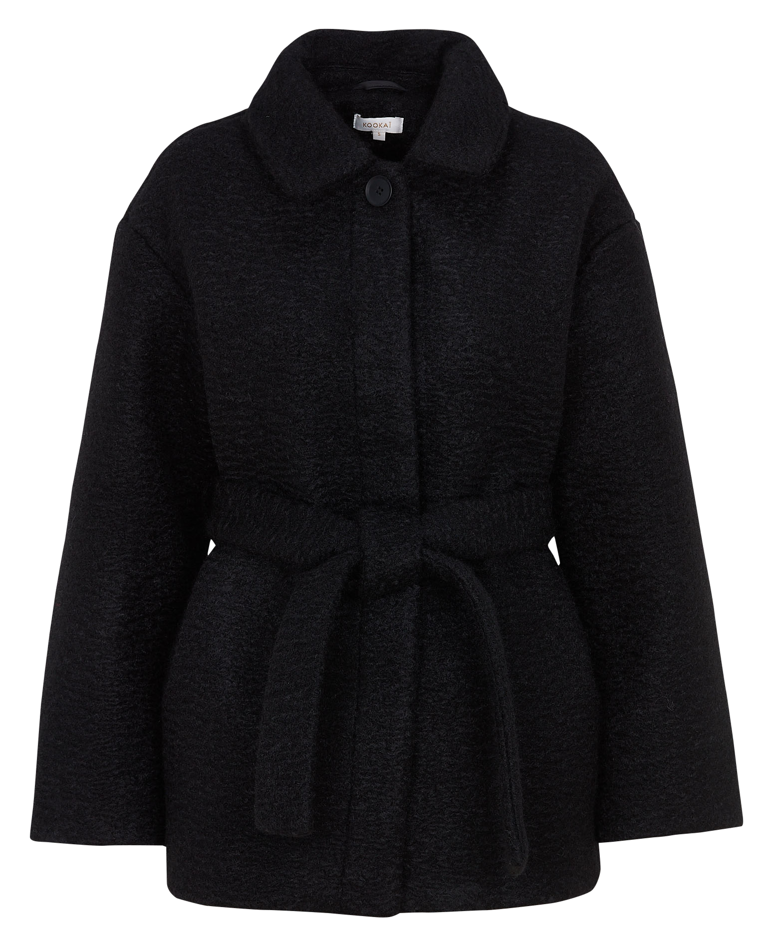 Abrigo recto con cinturón liso KOOKAI Negro