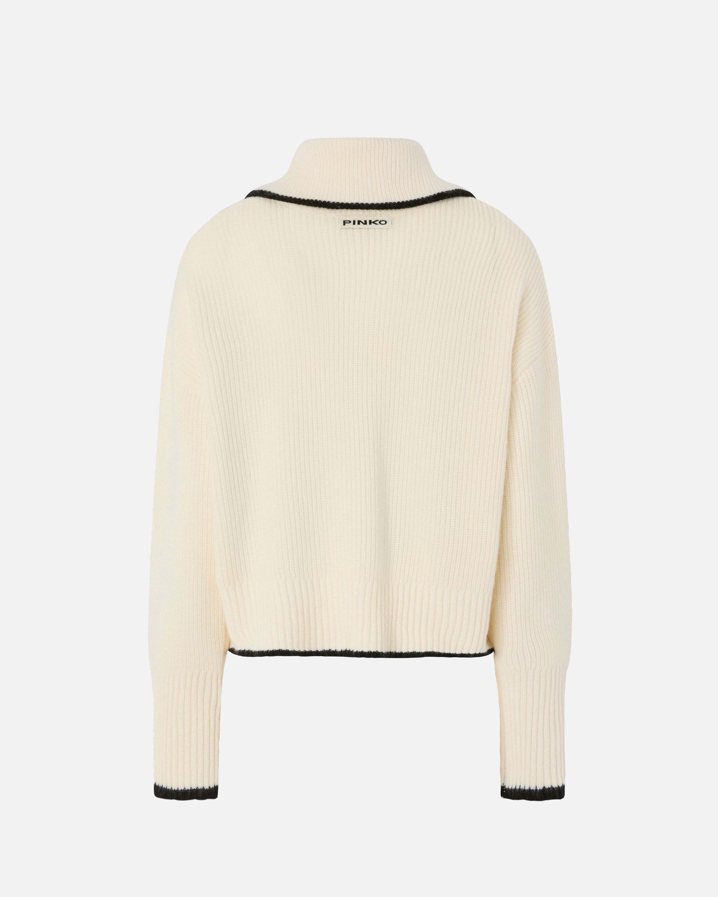 Zip-up wool and cashmere sweater PINKO White