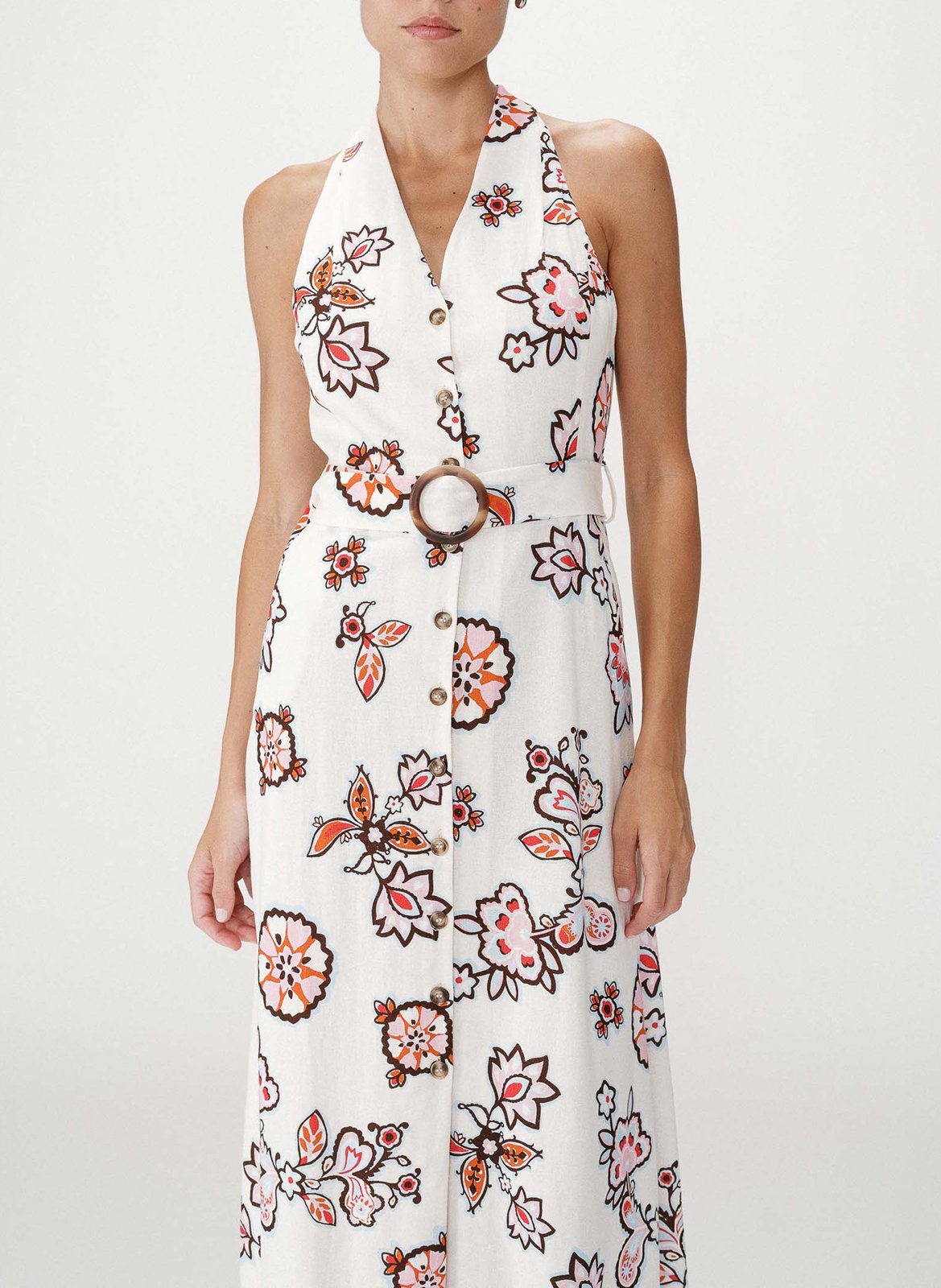 Robe midi décolleté V imprimée GRACE ET MILA Blanc