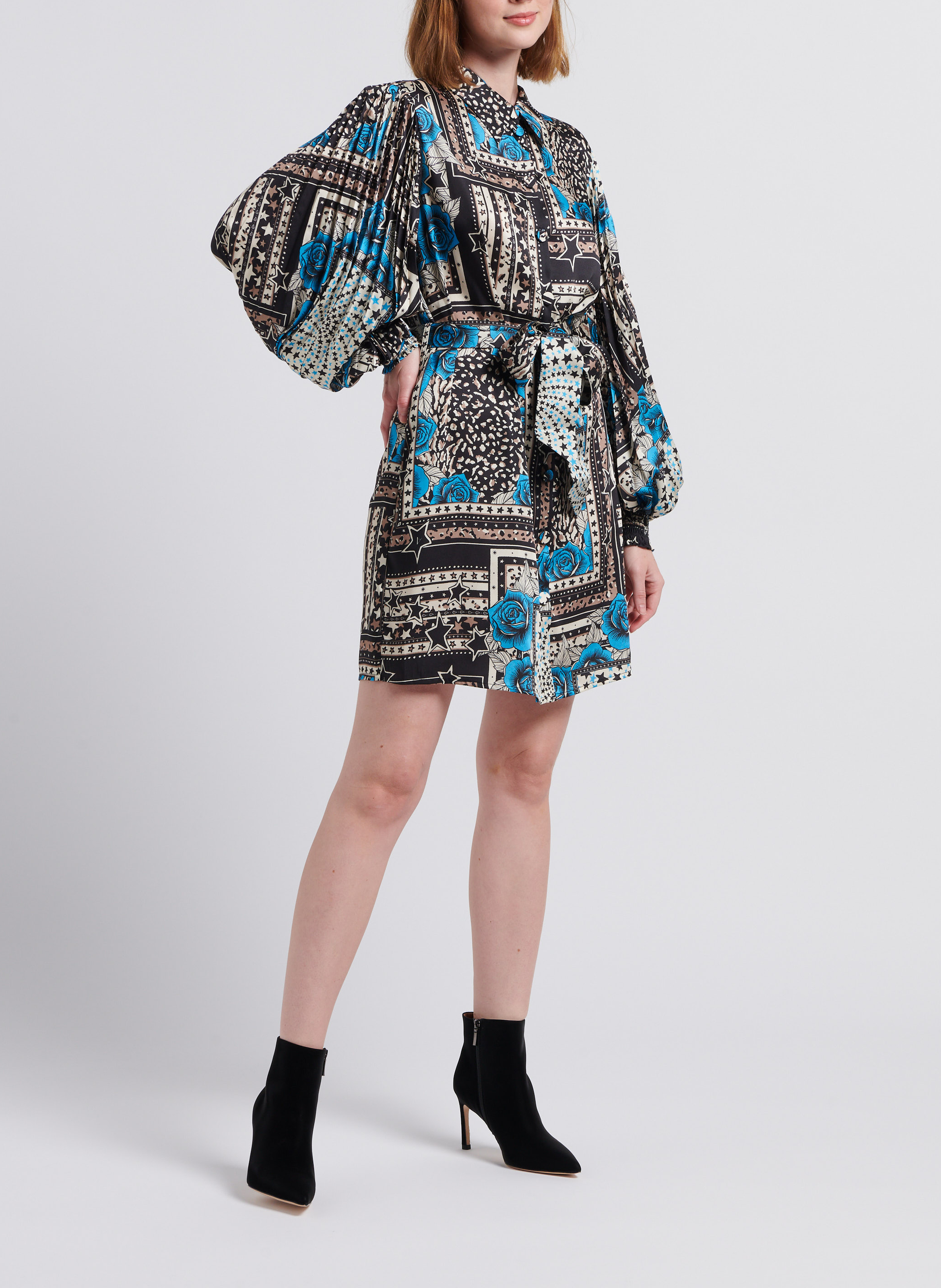 Straight-cut printed shirt dress TWINSET Blue