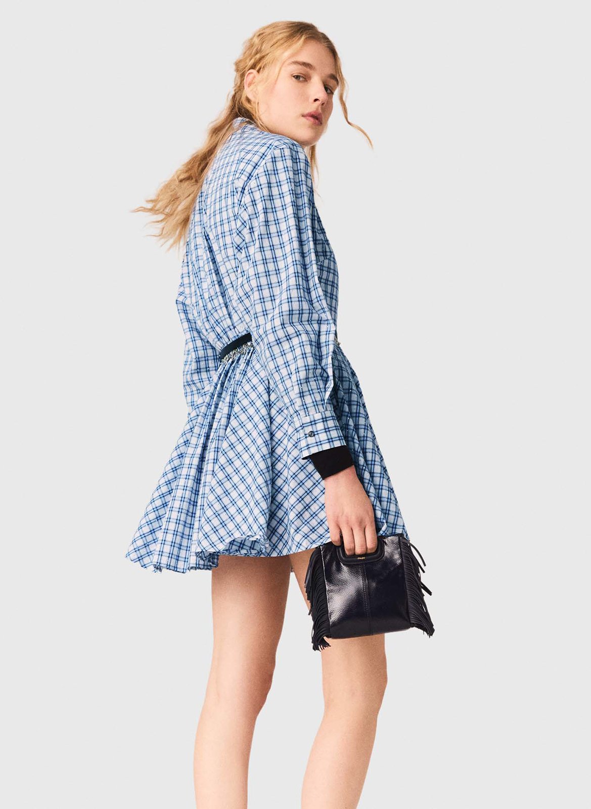 Robe courte à carreaux  MAJE Bleu