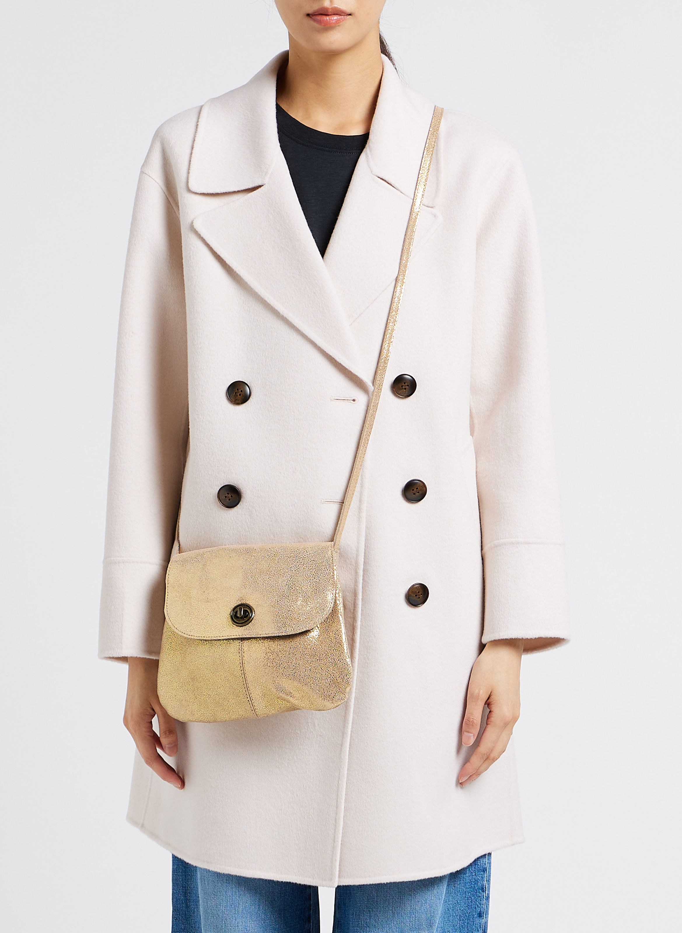 Umhängetasche aus Leder PIECES Golden