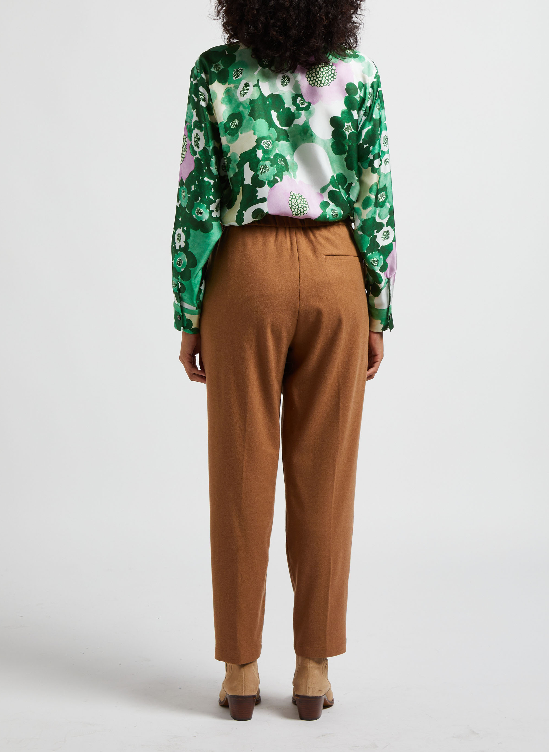 Karottenhose aus Wollflanell POMANDERE Braun