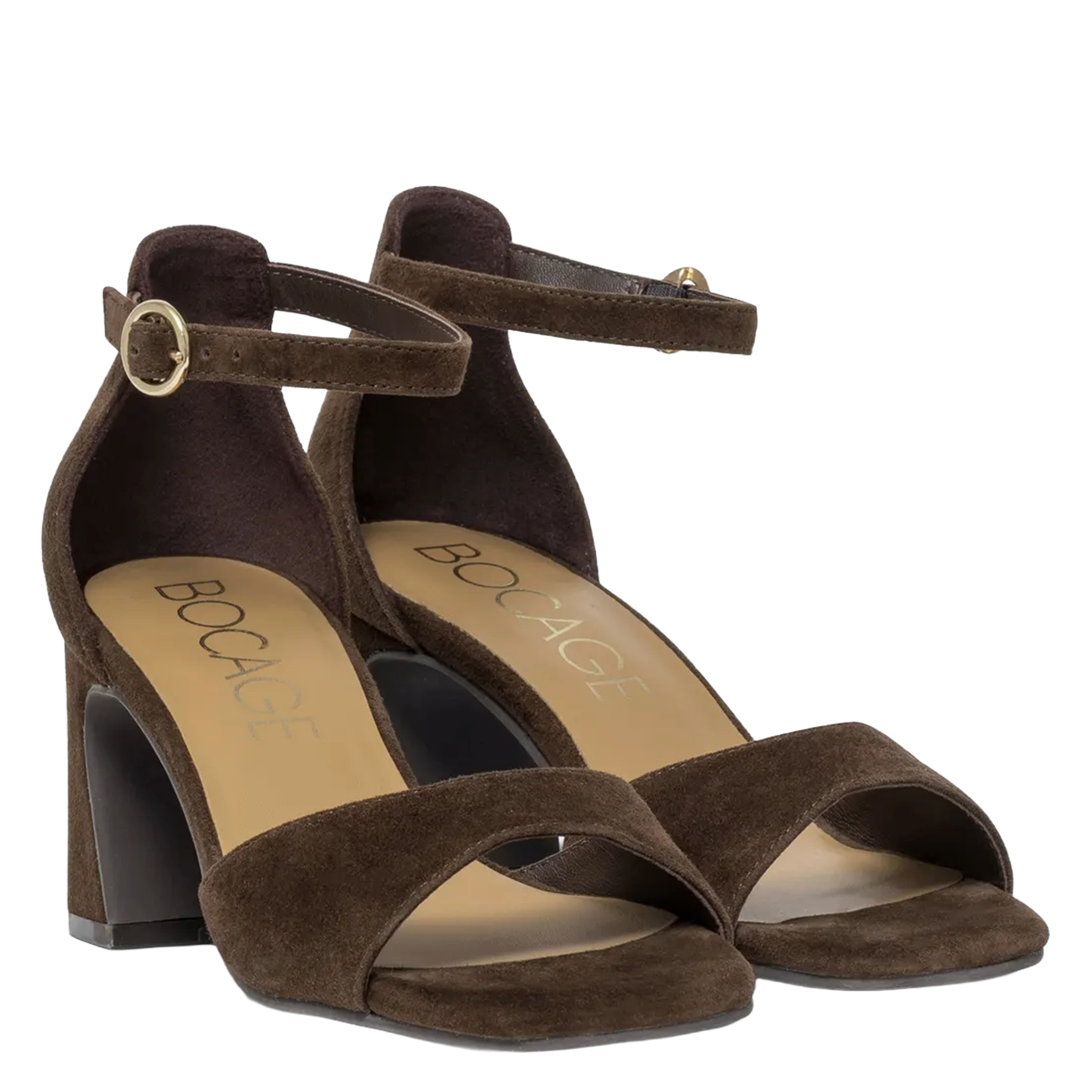 Heeled suede sandals BOCAGE Brown
