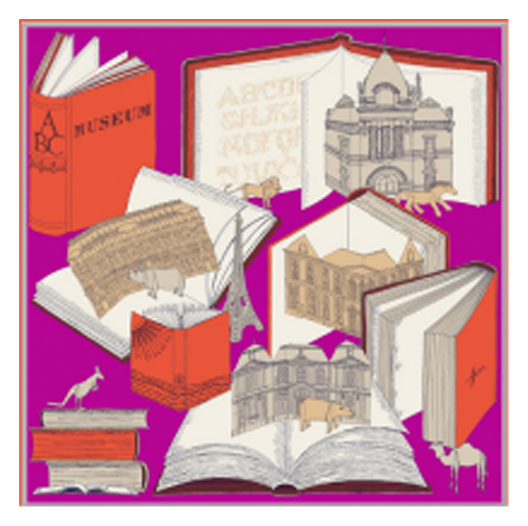 Carré imprimé en soie INOUI EDITIONS Rose