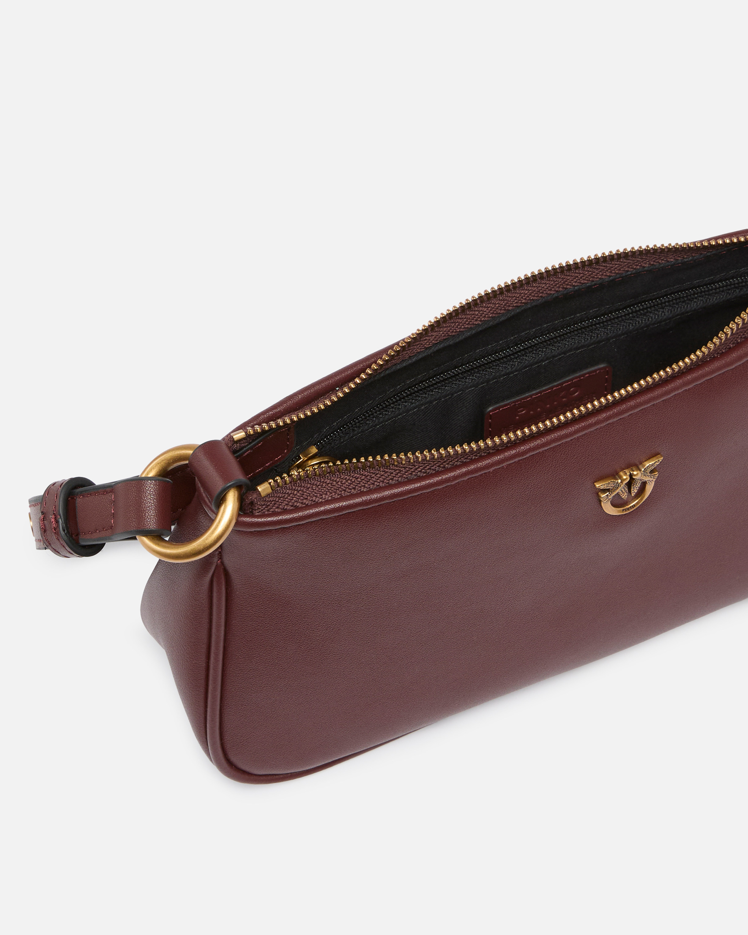 Mini leather half-moon baguette shoulder bag PINKO Golden