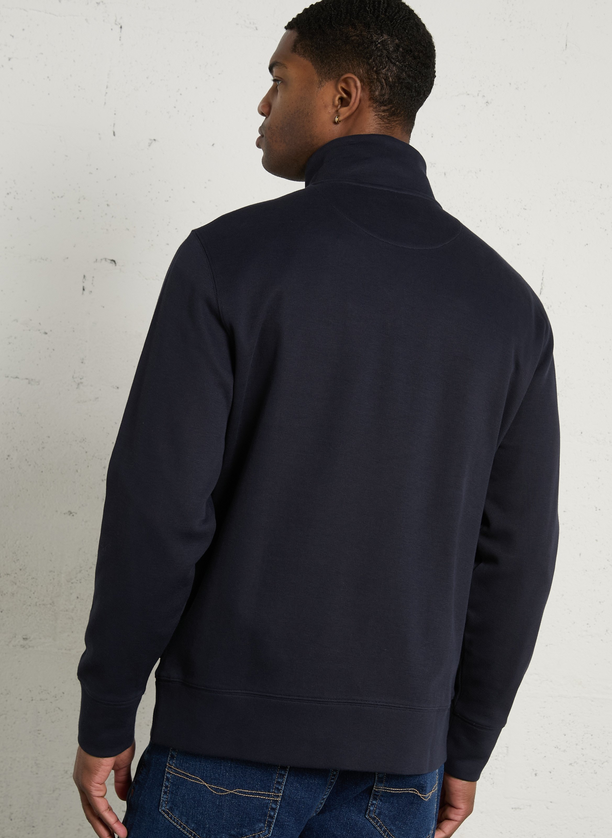 Pull droit col camionneur en coton GANT Bleu