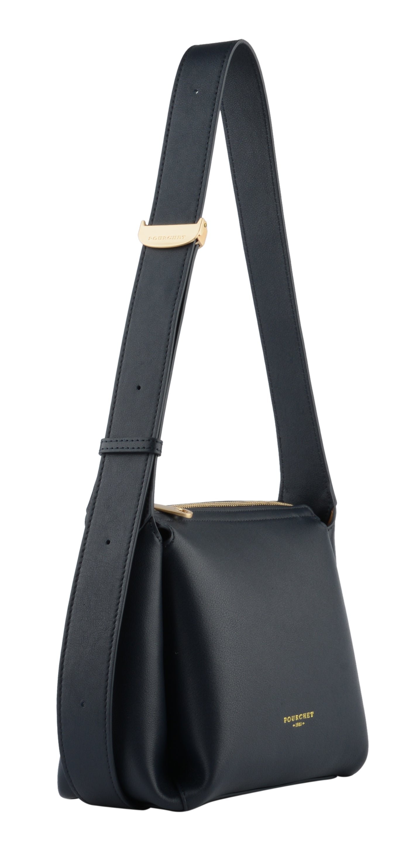 Calfskin leather shoulder bag POURCHET Blue