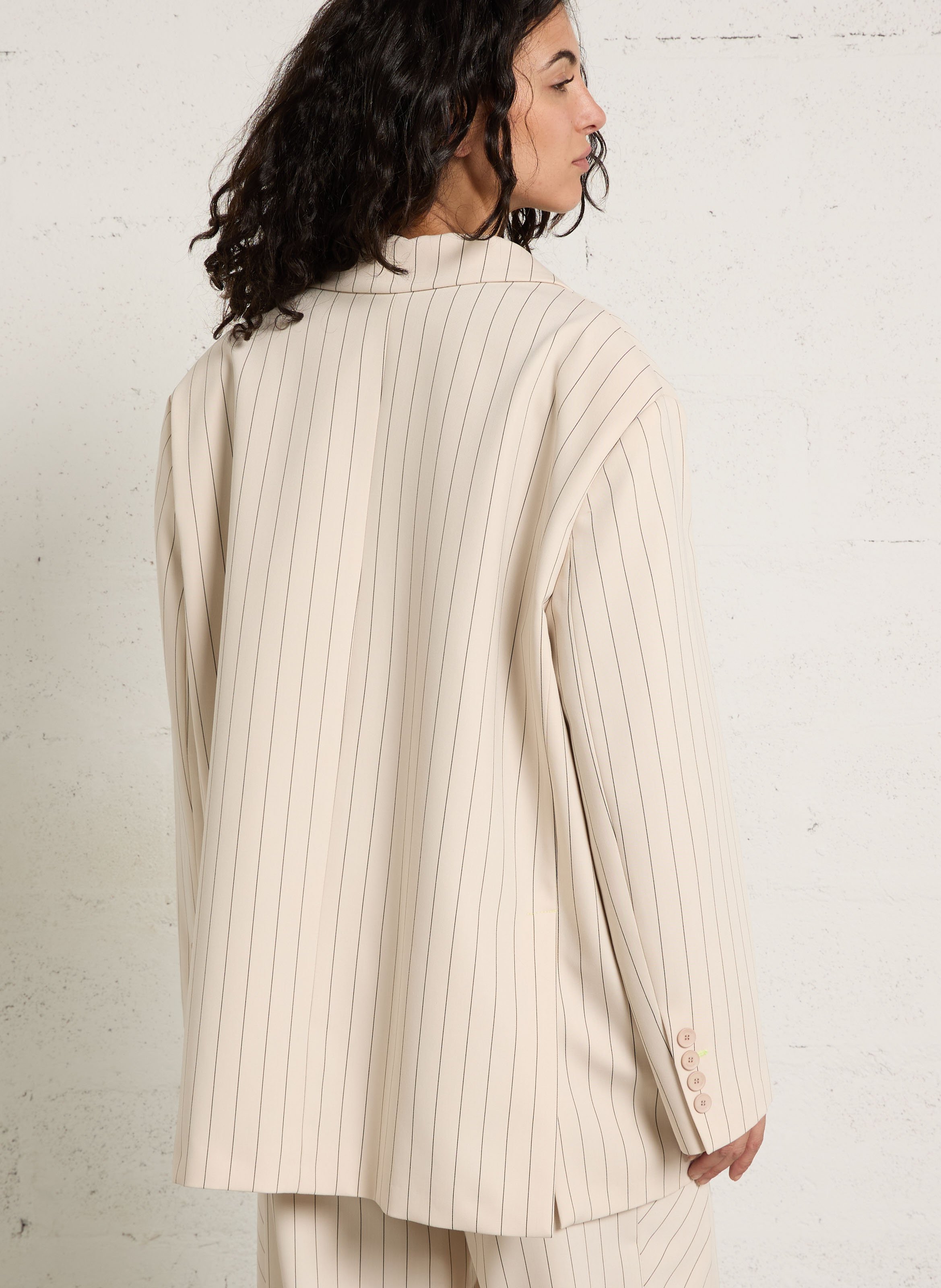 Oversized blazer met strepen en sjaalkraag IMPERIAL Beige