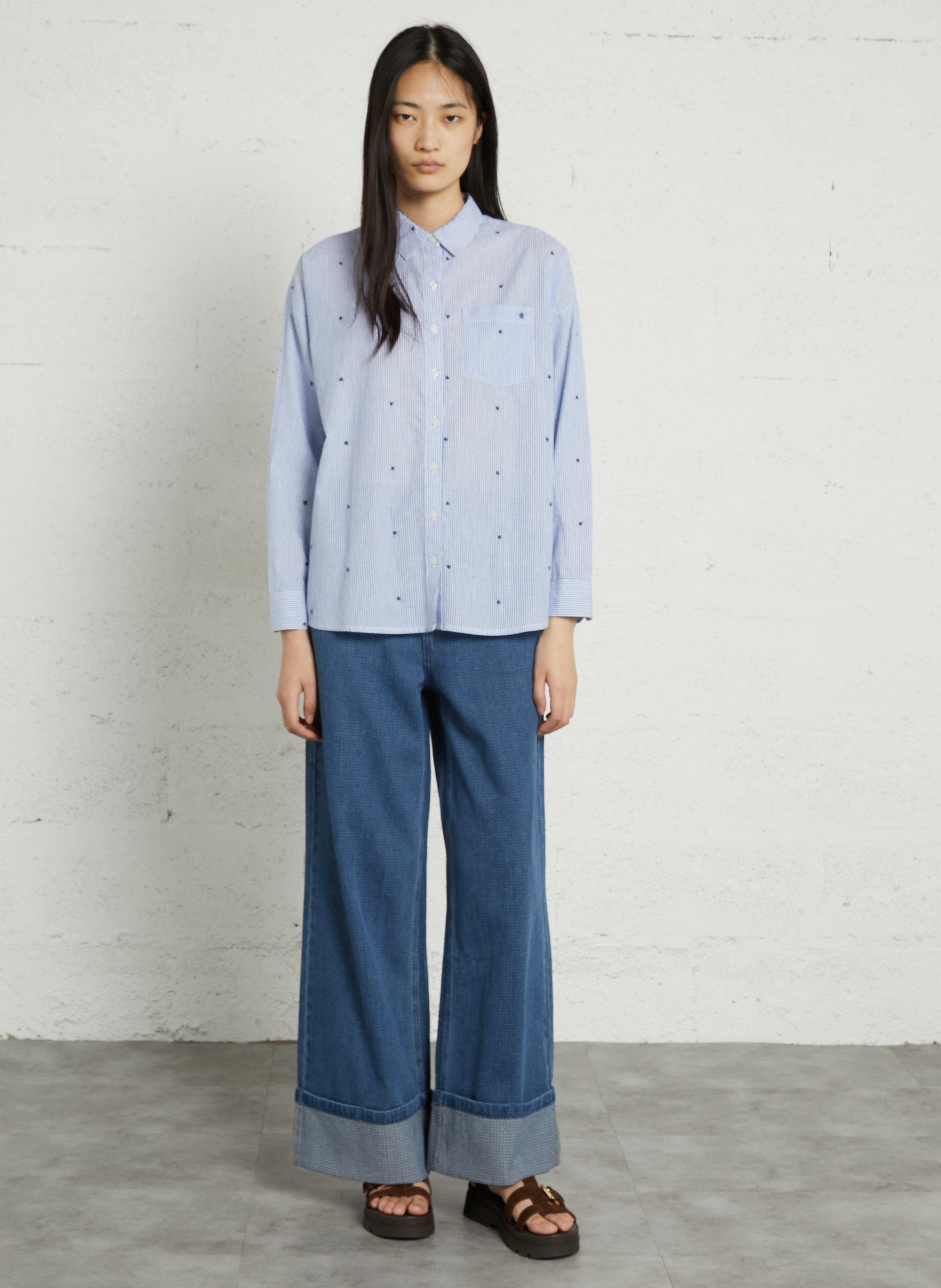 Chemise col classique en coton LA PETITE ETOILE Beige