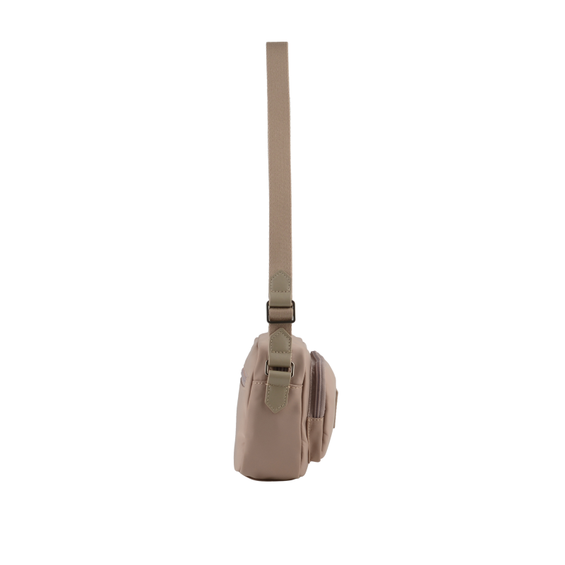 Crossbody bag in canvas trimmed with leather Brown