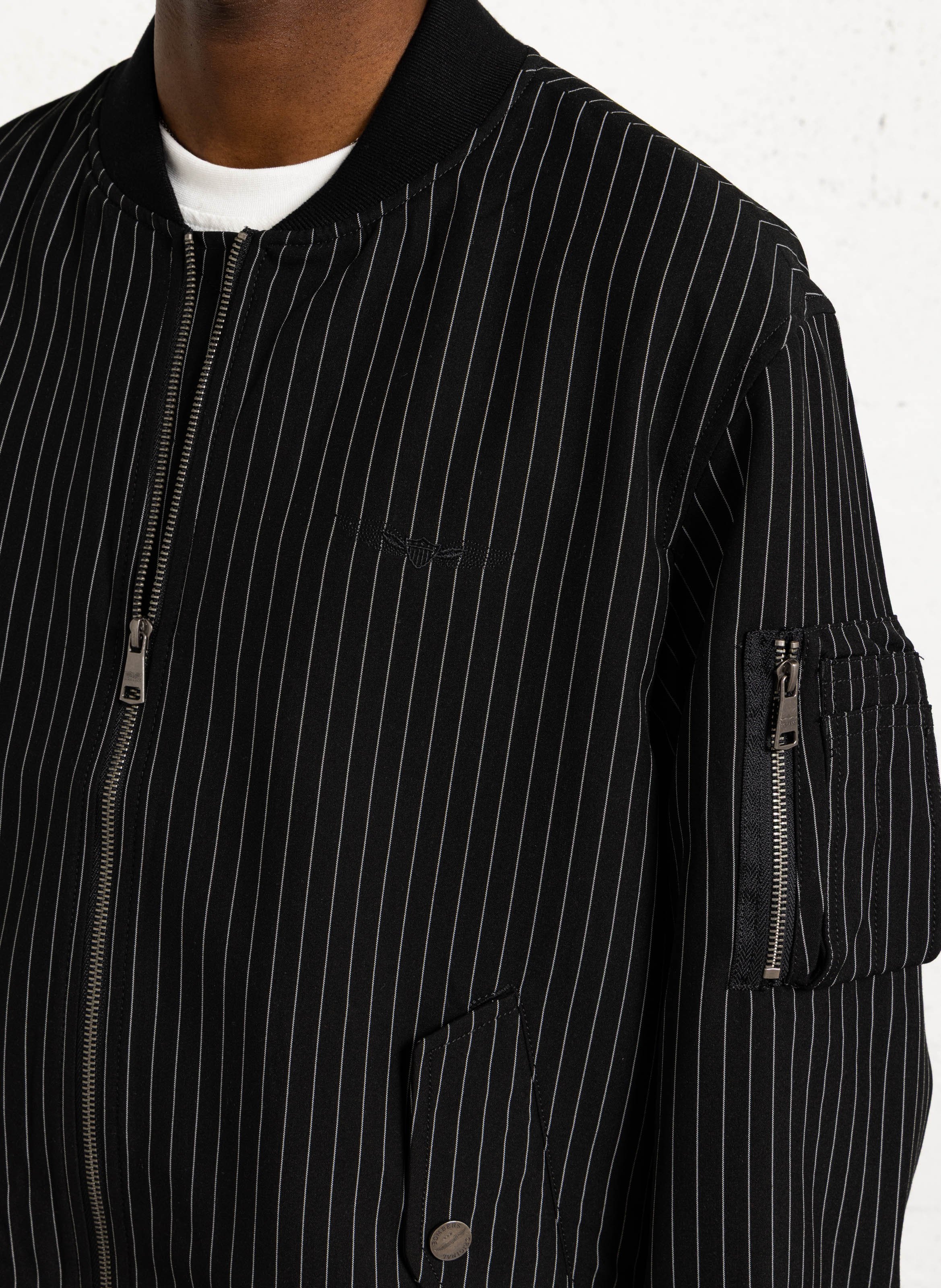 Veste zippée droite à rayures BOMBERS ORIGINAL Noir