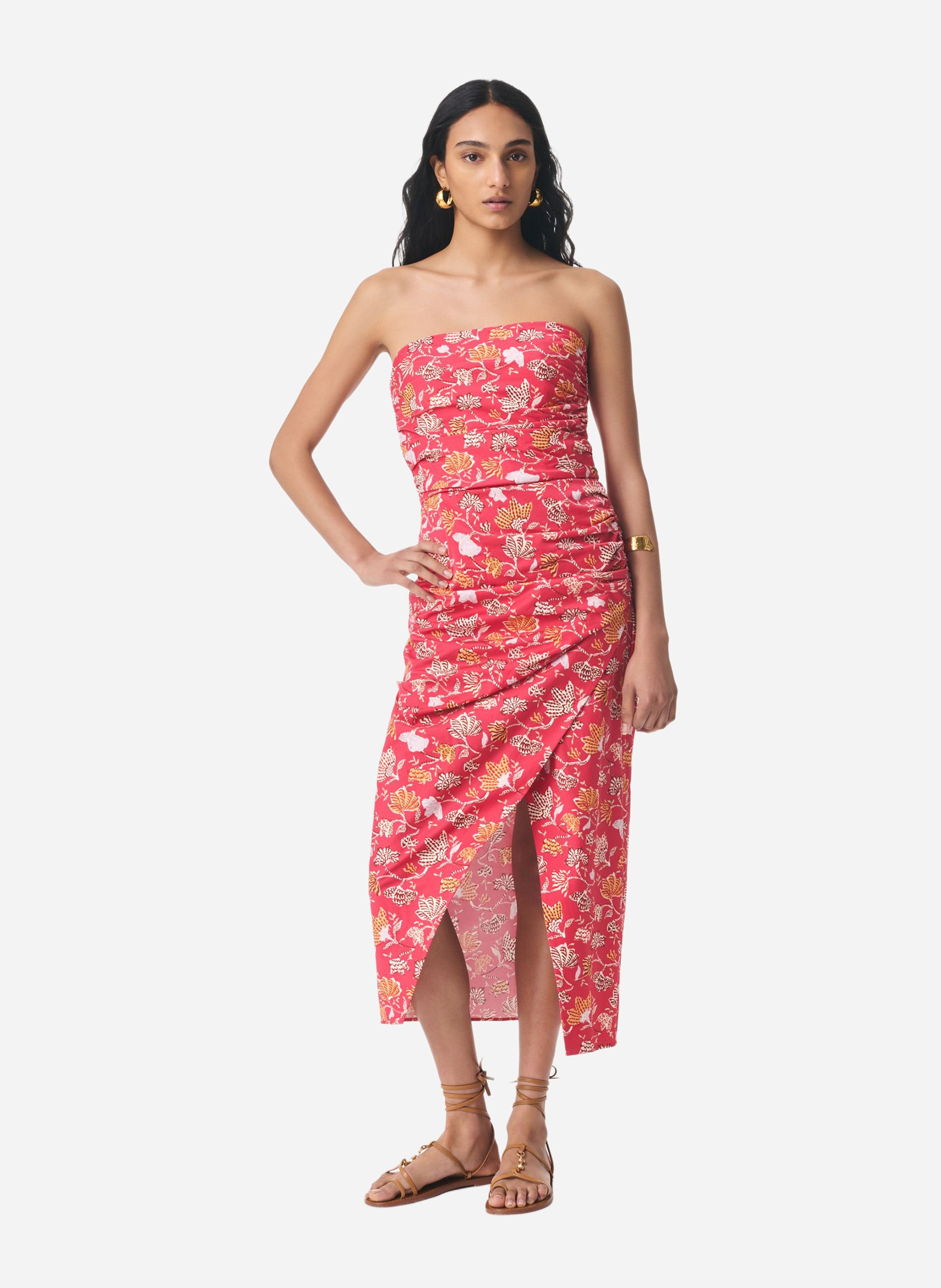 Robe bustier drapée à motif VANESSA BRUNO Rose