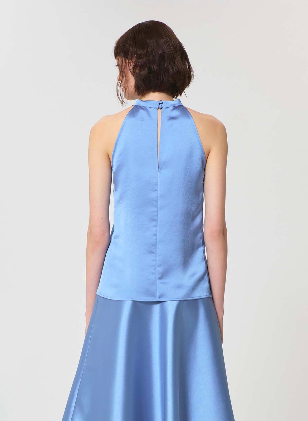 Top sans manches à nœud en satin | Bleu TARA JARMON Femme