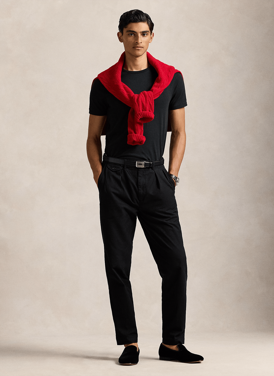 Rundhals-T-Shirt aus Baumwolle mit Pony Player, Slim Fit POLO RALPH LAUREN Schwarz