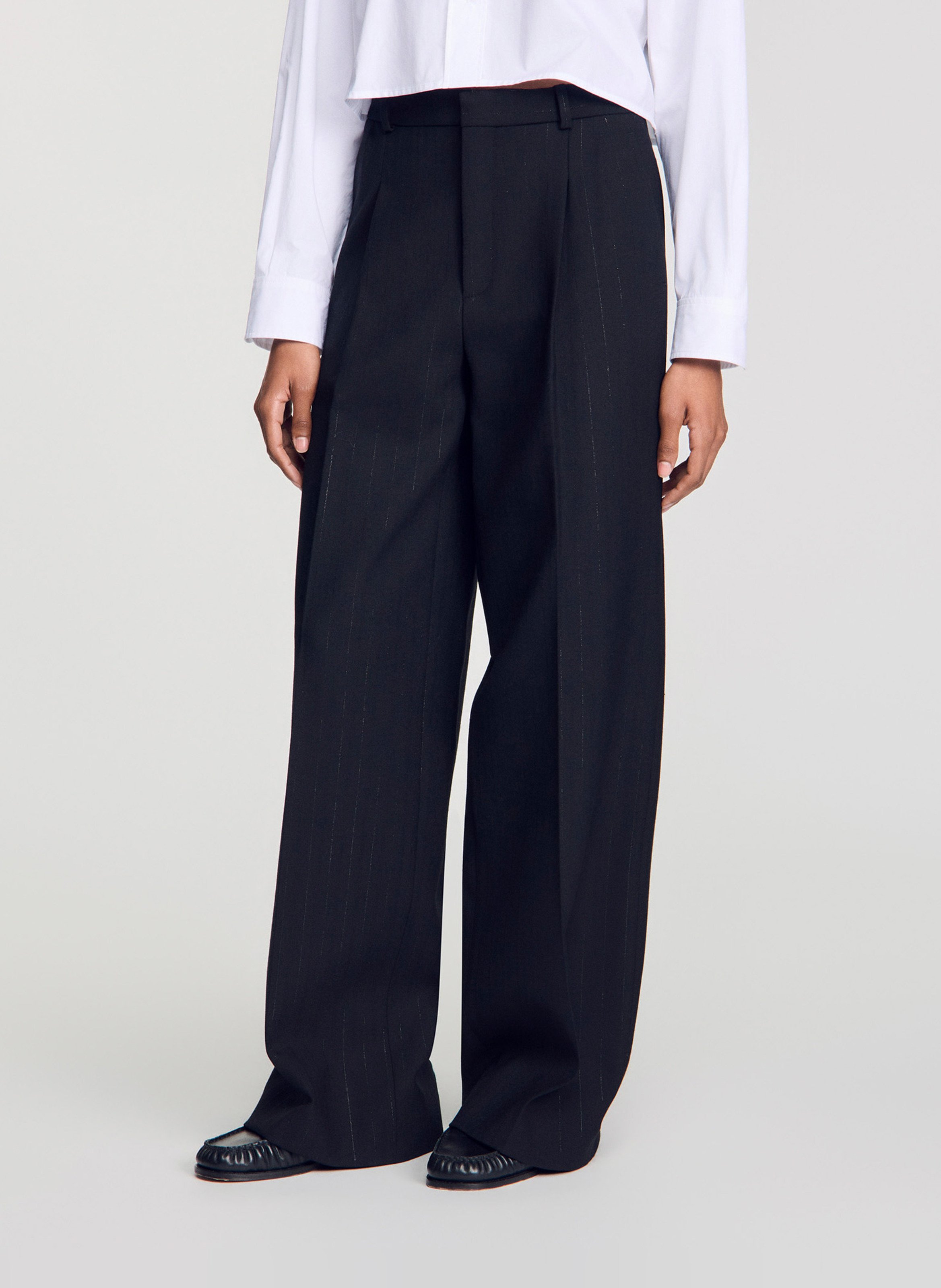 High-waisted wide-leg pants SANDRO Black
