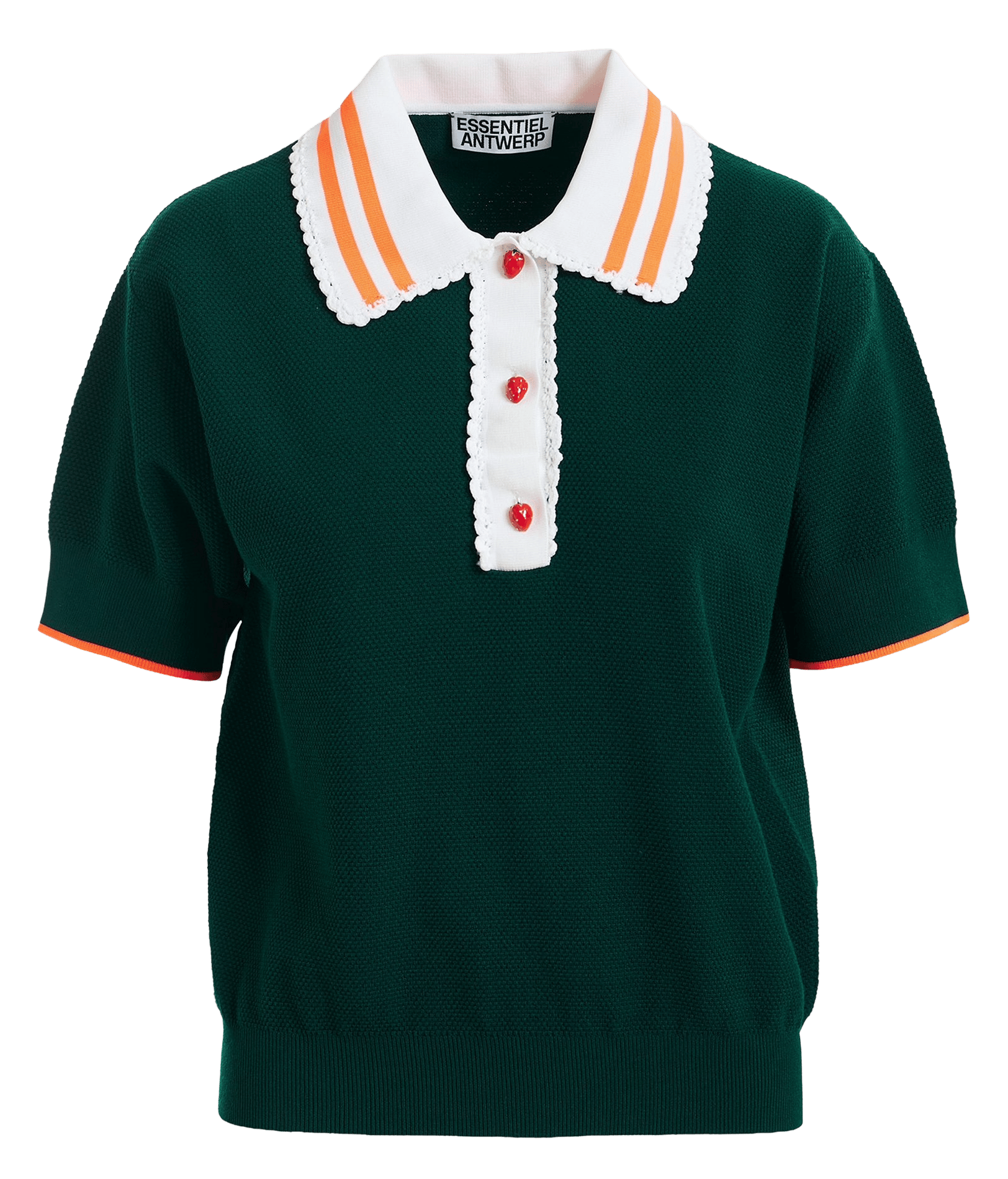 Gerade geschnittenes Poloshirt aus Strick KONTRAST Orange blanc vert fonce
