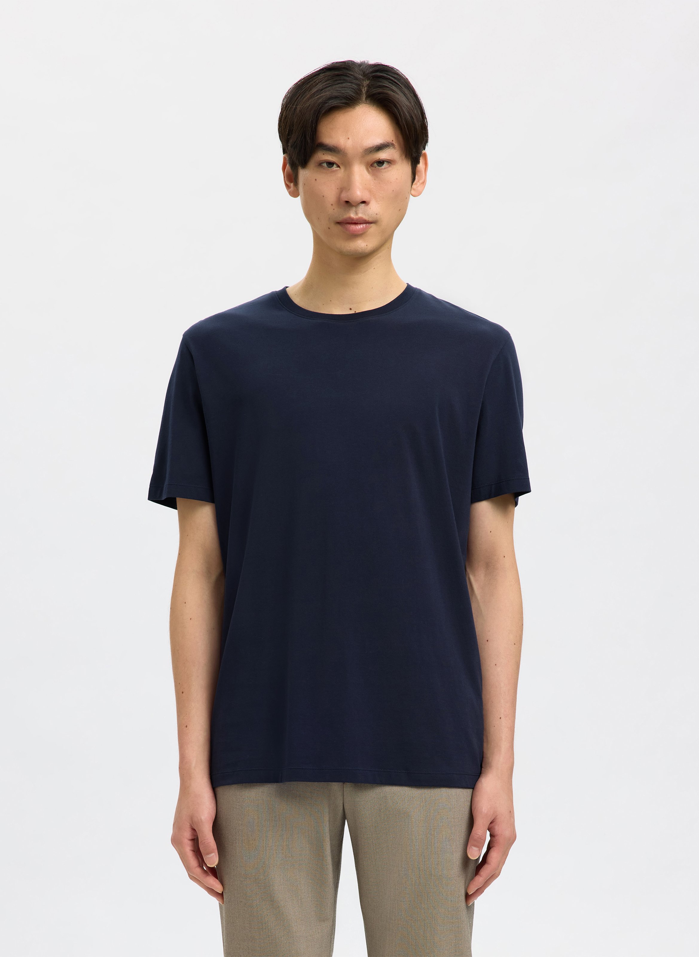 Tee-shirt droit col rond en coton SELECTED