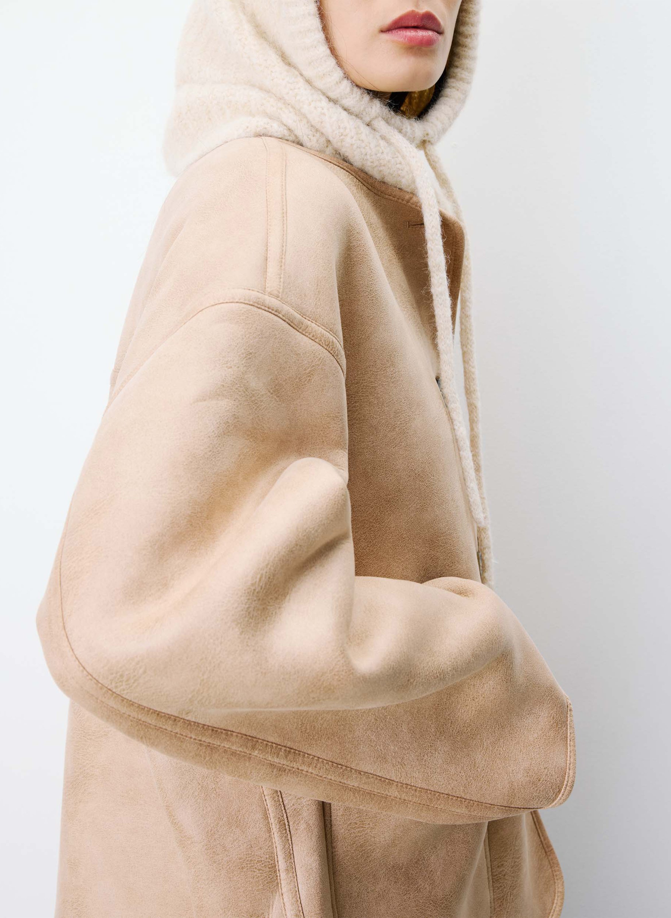 Weit geschnittener, zweifarbig umkehrbarer Mantel GRACE ET MILA Beige
