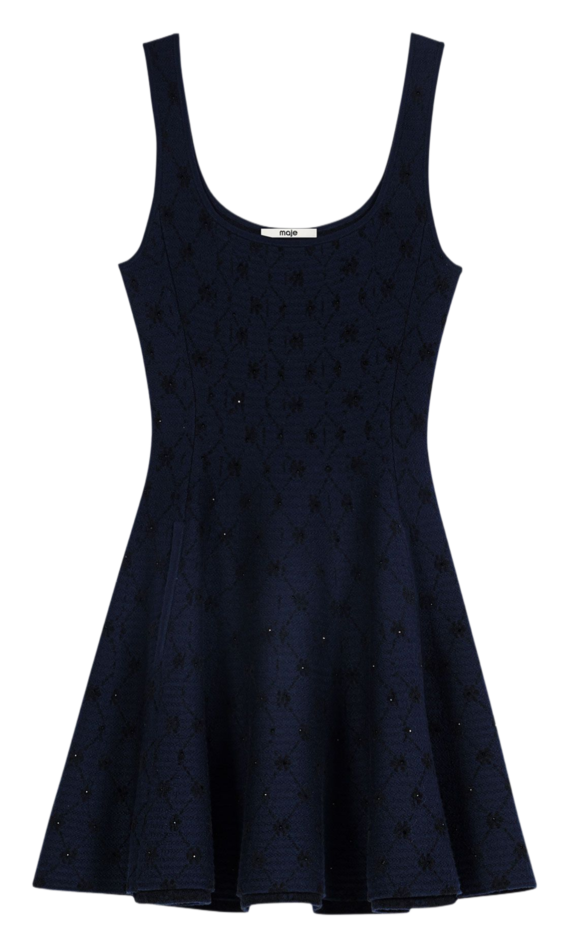 Robe courte col rond évasée MAJE Bleu