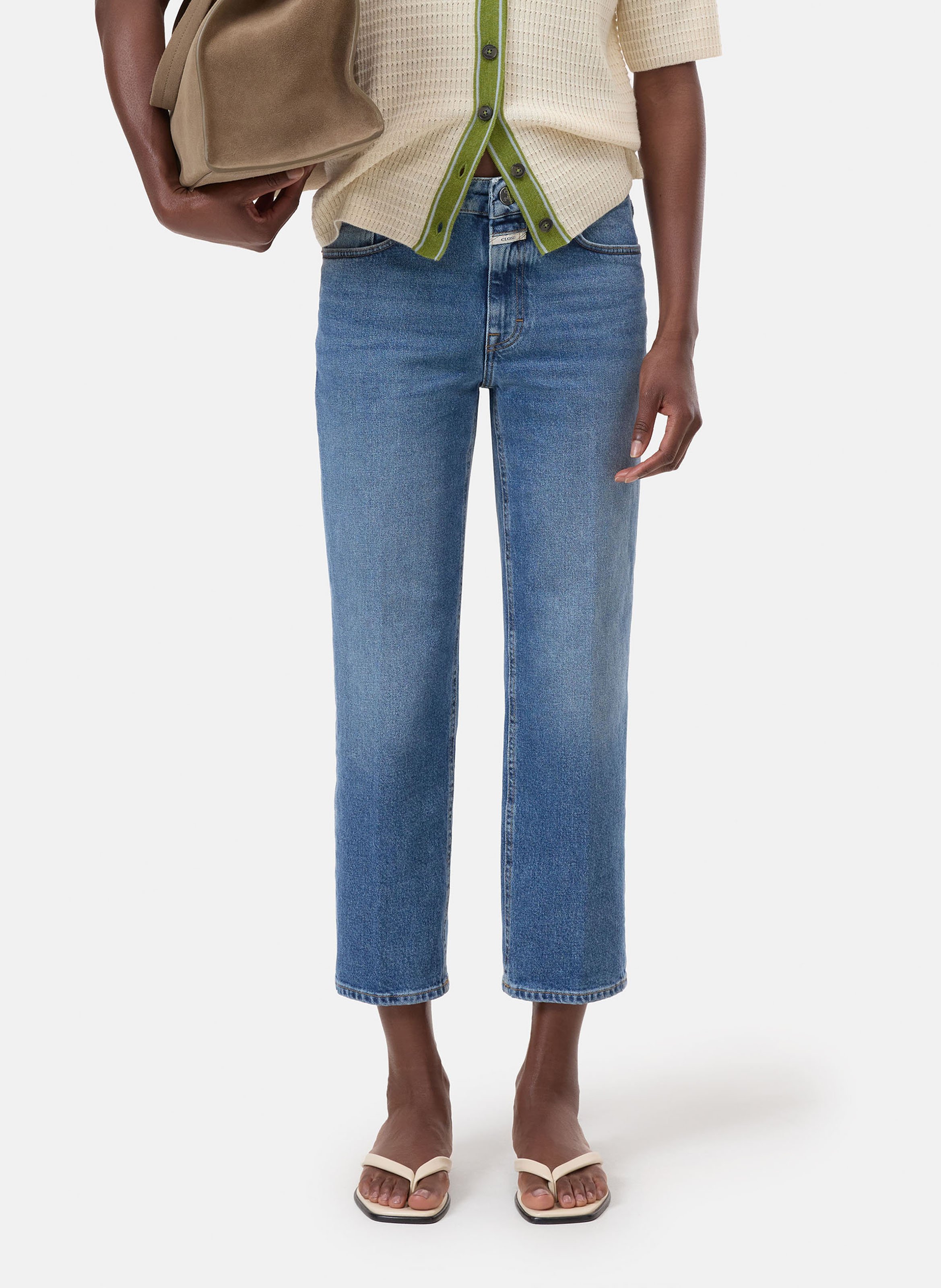 Cotton-blend straight-leg jeans CLOSED Blue