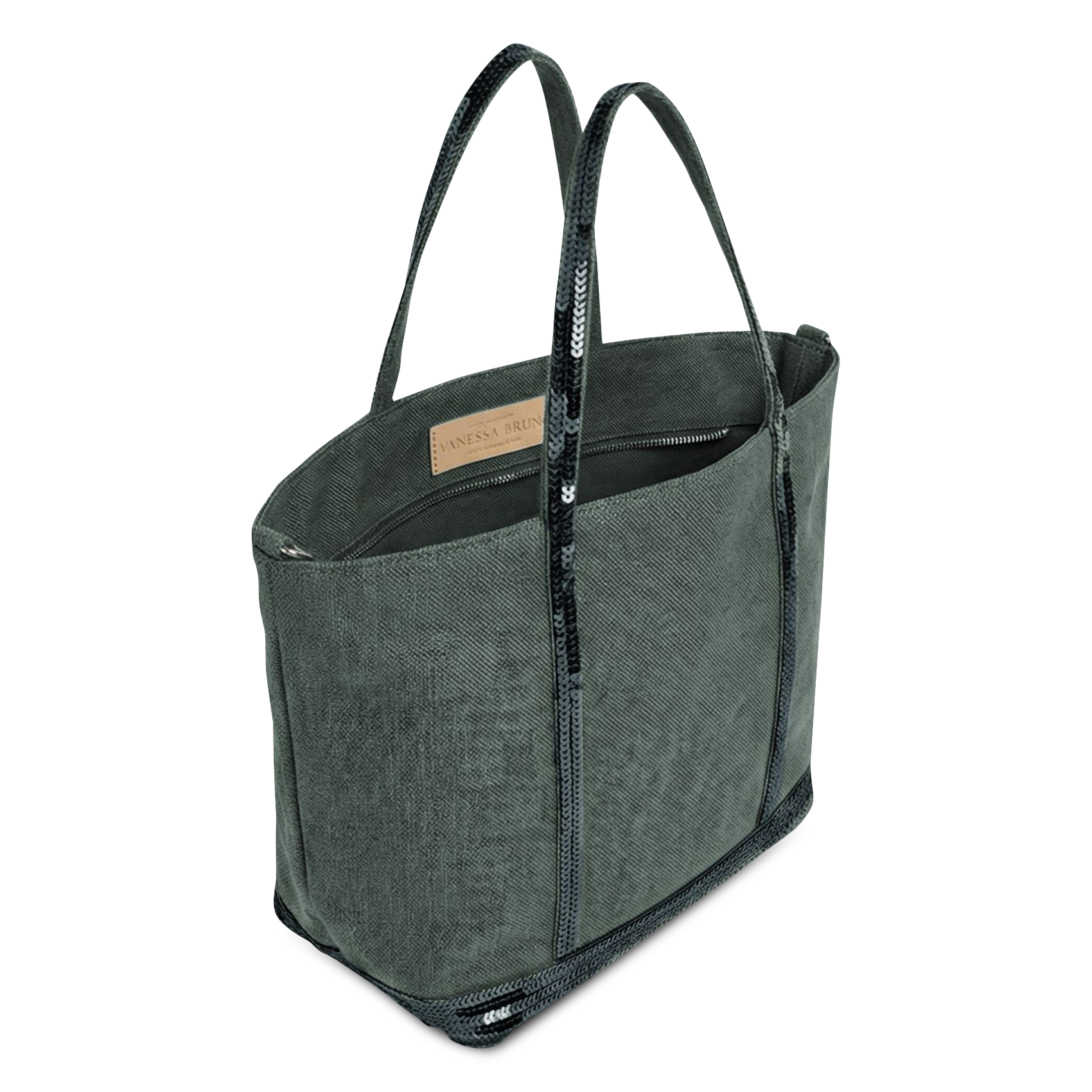 Sac cabas S à sequins en lin  | Vert VANESSA BRUNO Femme