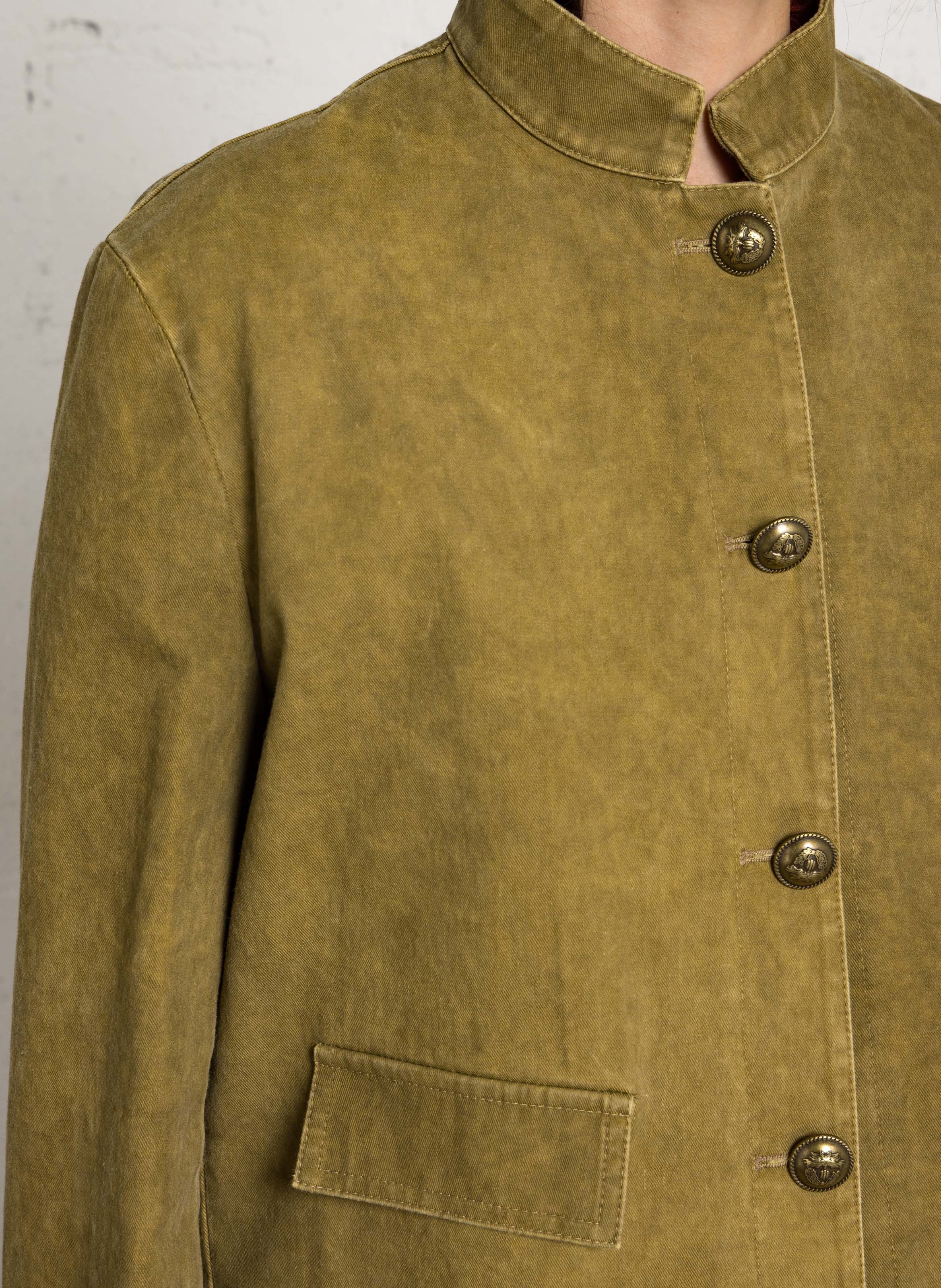 Cotton Mao Collar Jacket PLEASE Khaki