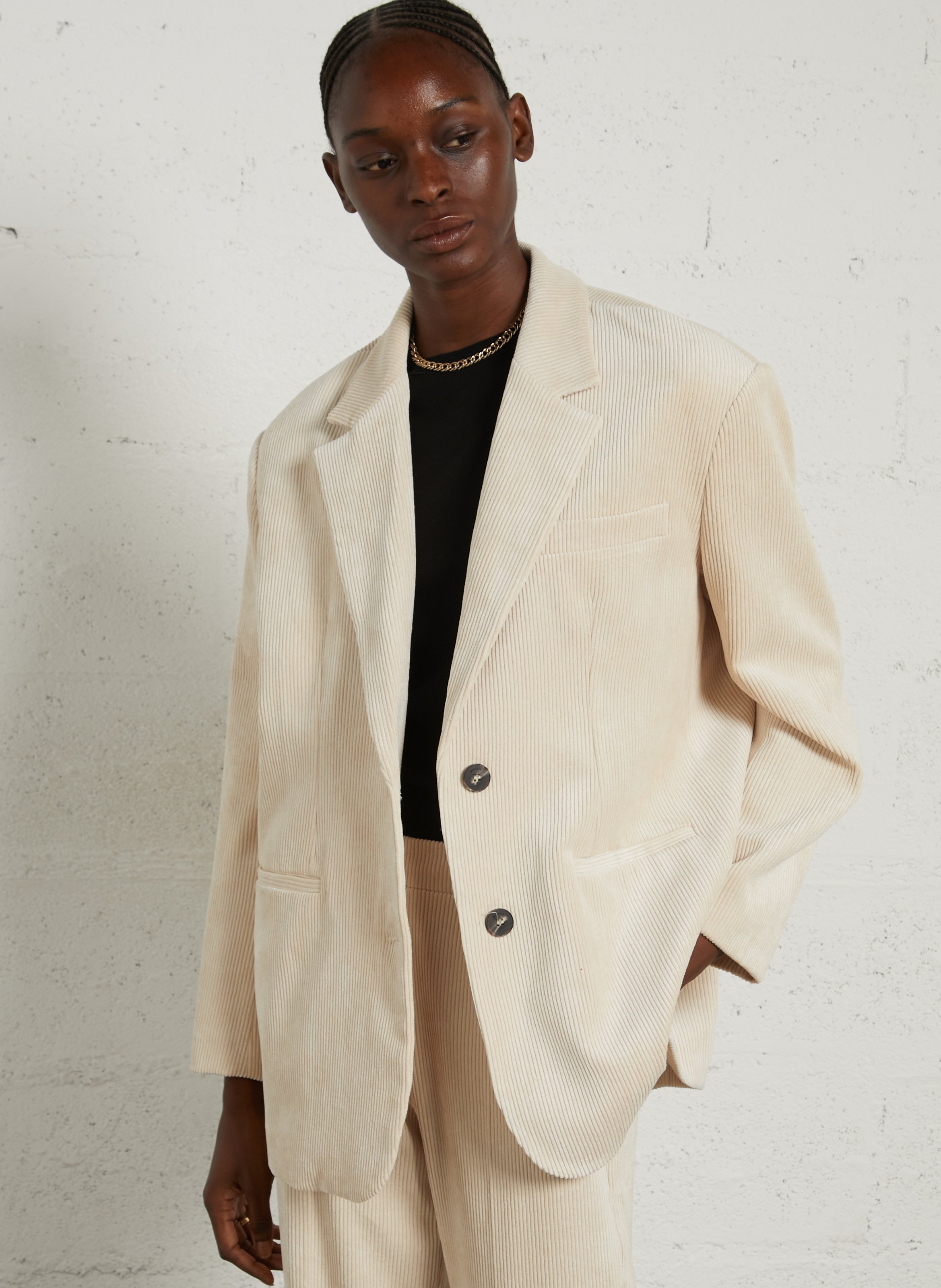 Veste tailleur oversize en velours côtelé IMPERIAL Blanc