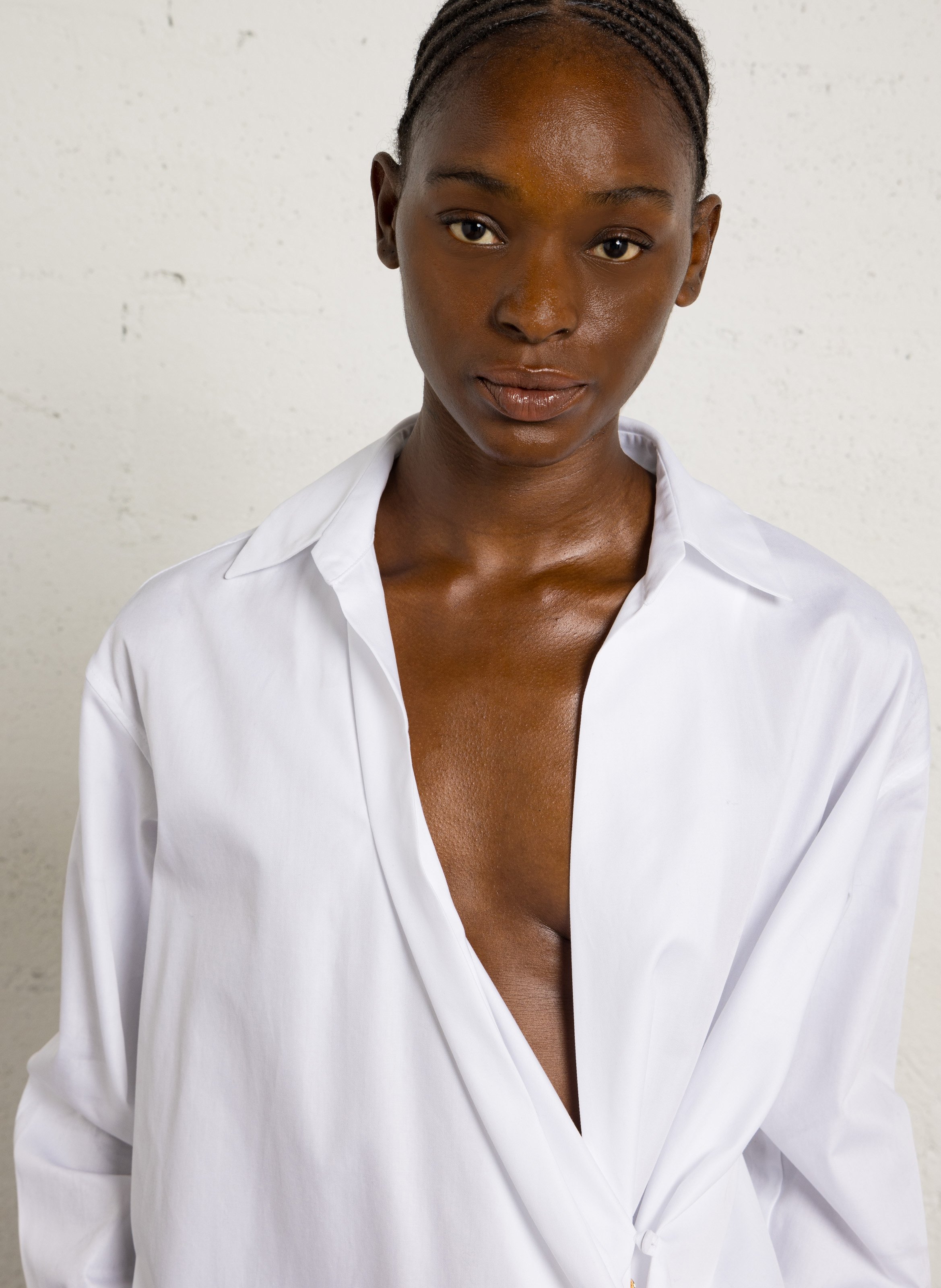 Solid asymmetrical wrap shirt MARGAUX LONNBERG White