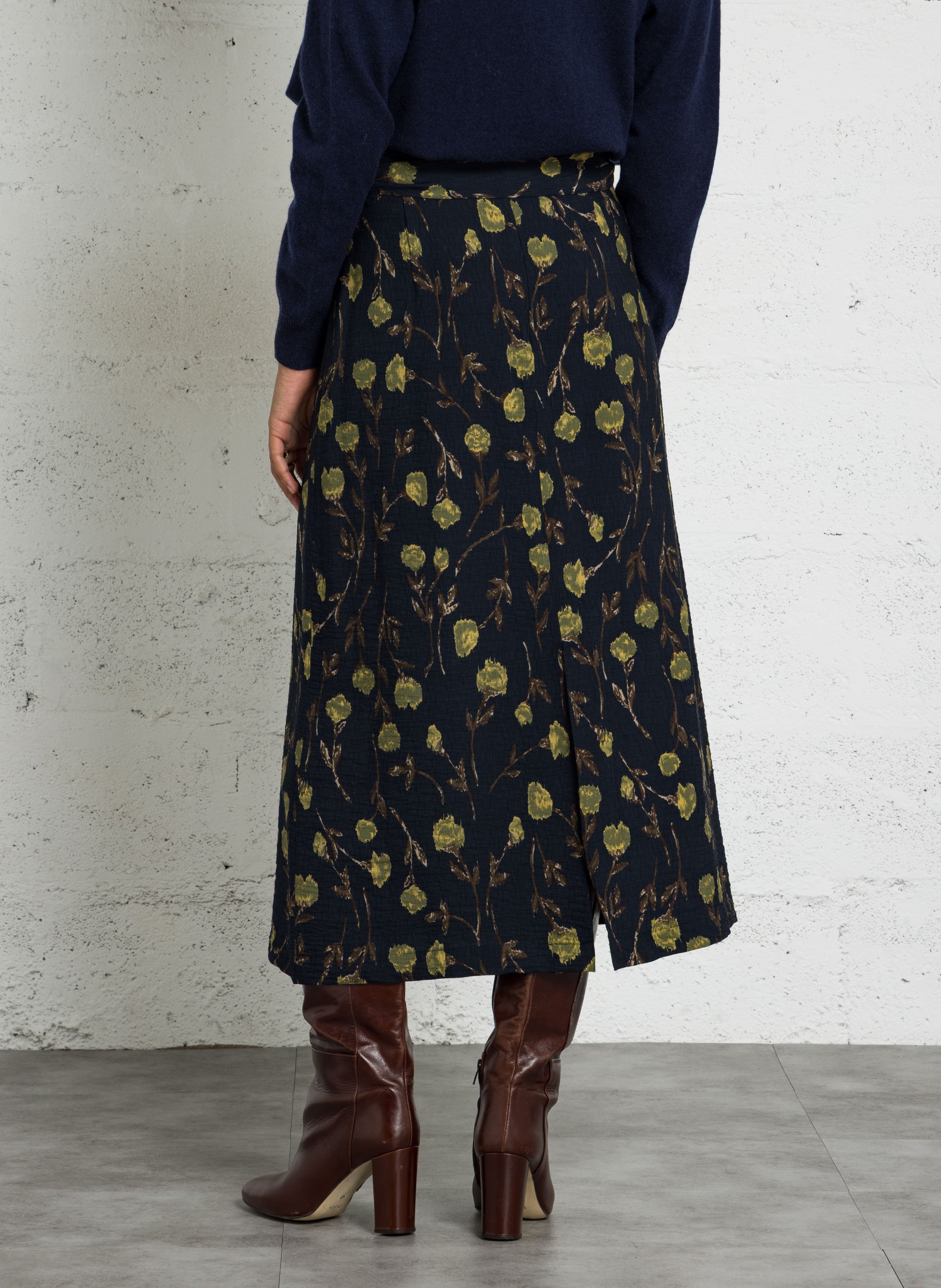 Rechte rok met bloemenprint NICE THINGS Blauw